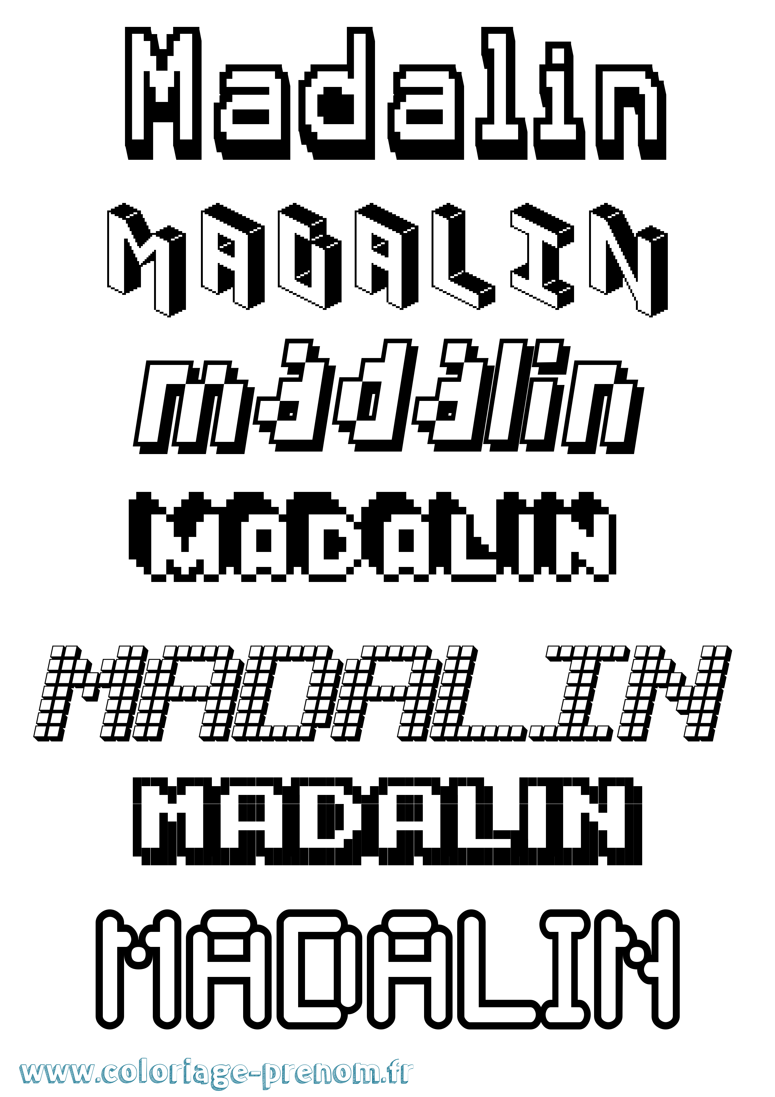 Coloriage prénom Madalin Pixel