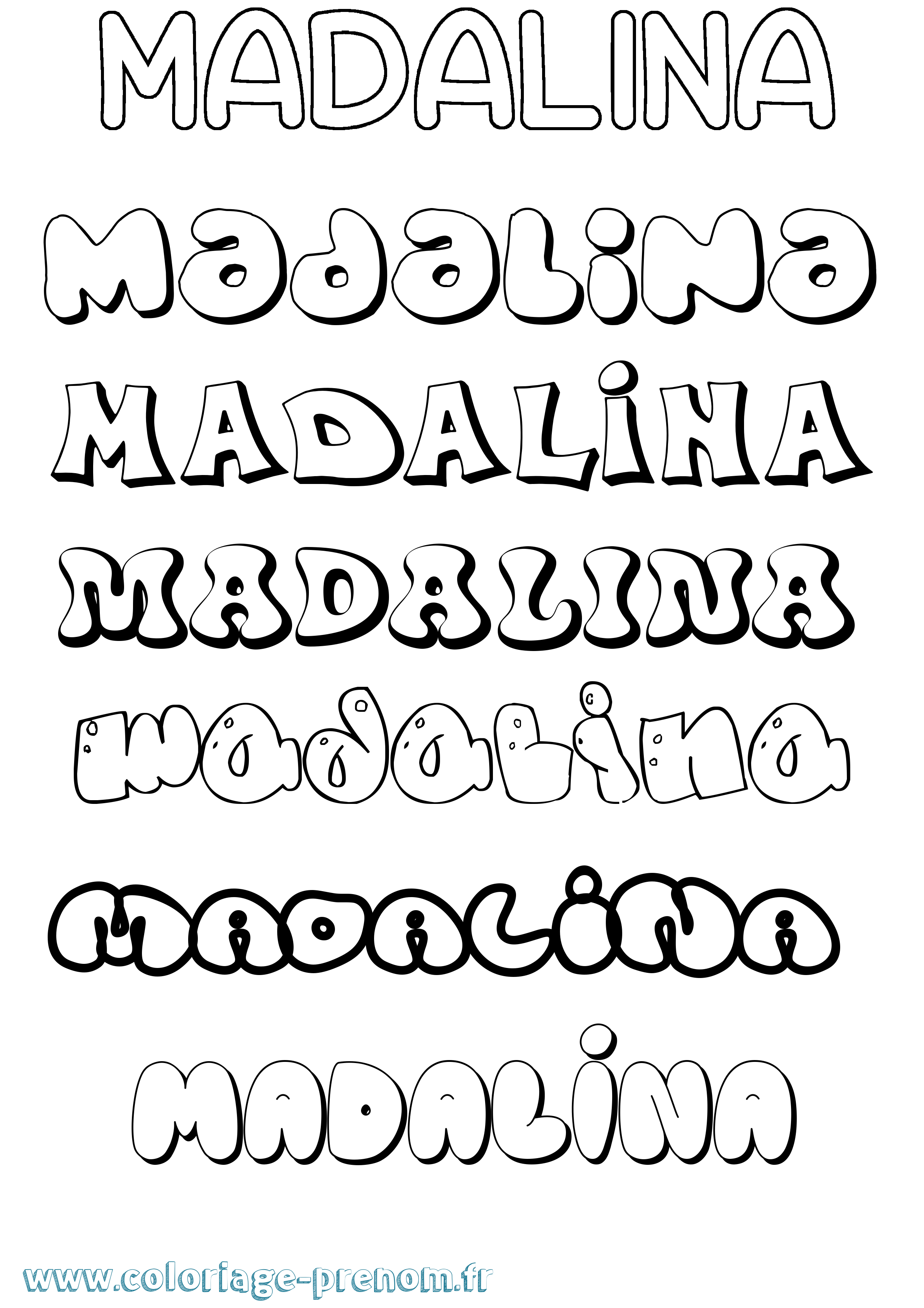 Coloriage prénom Madalina Bubble