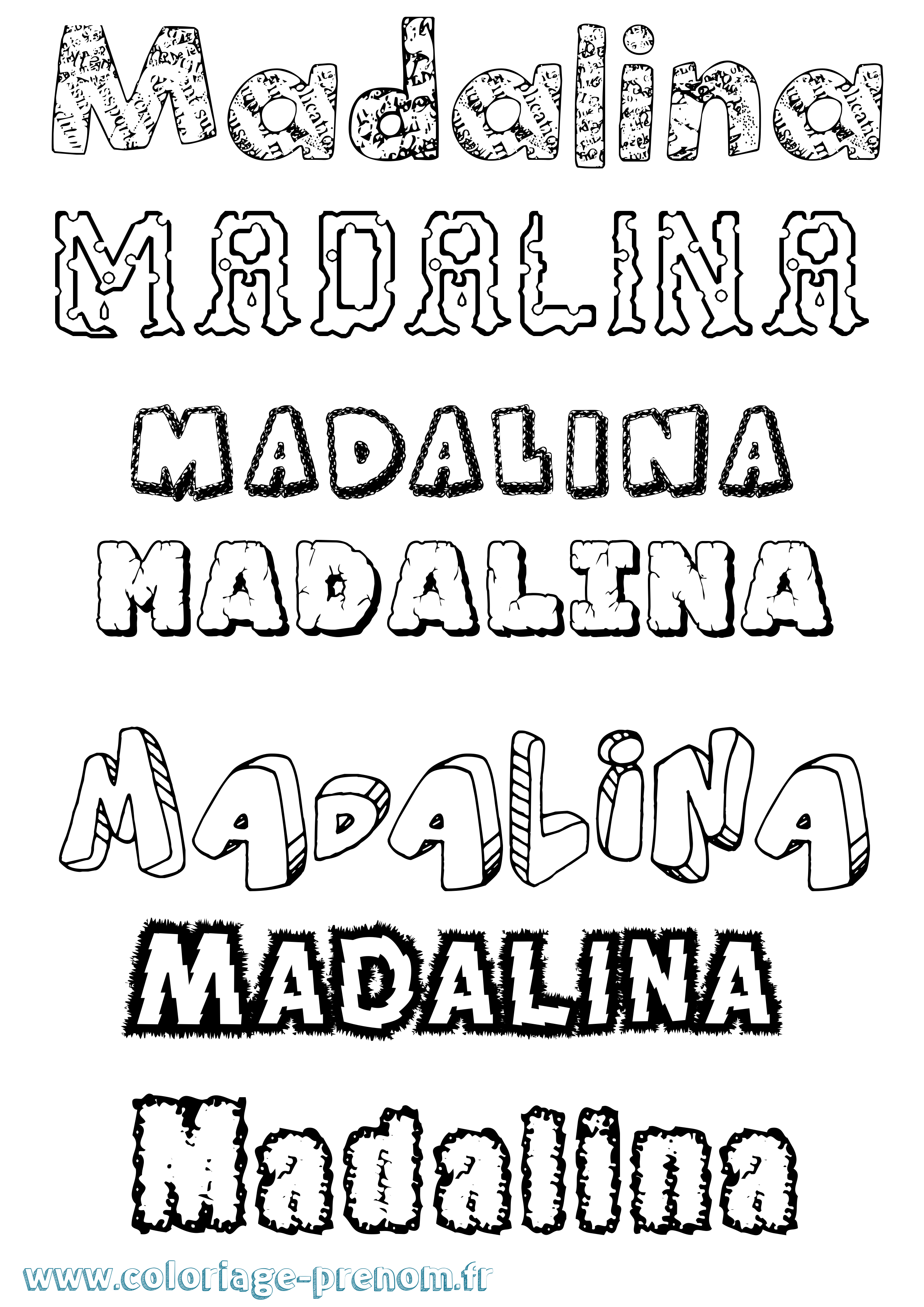 Coloriage prénom Madalina Destructuré