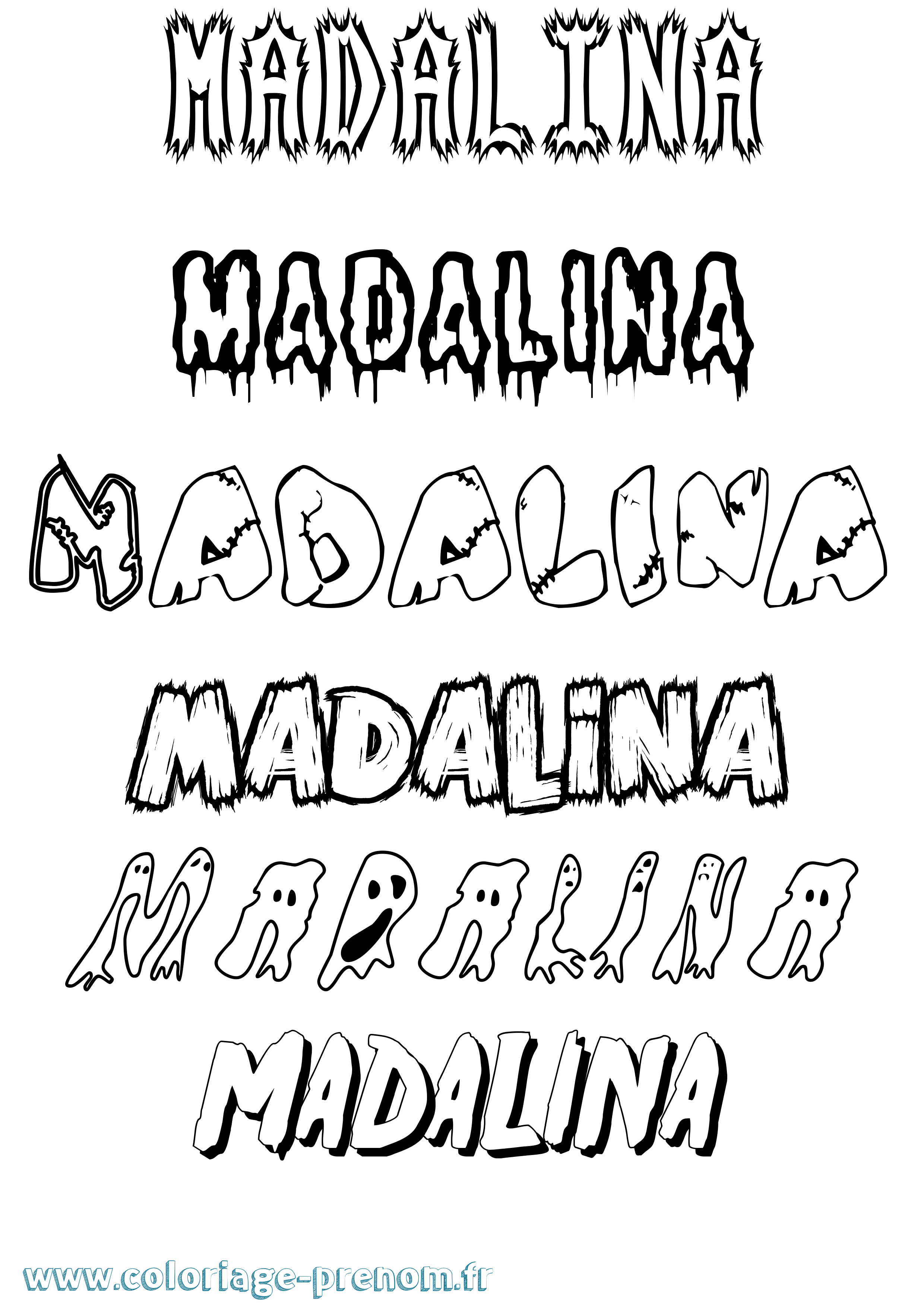 Coloriage prénom Madalina Frisson