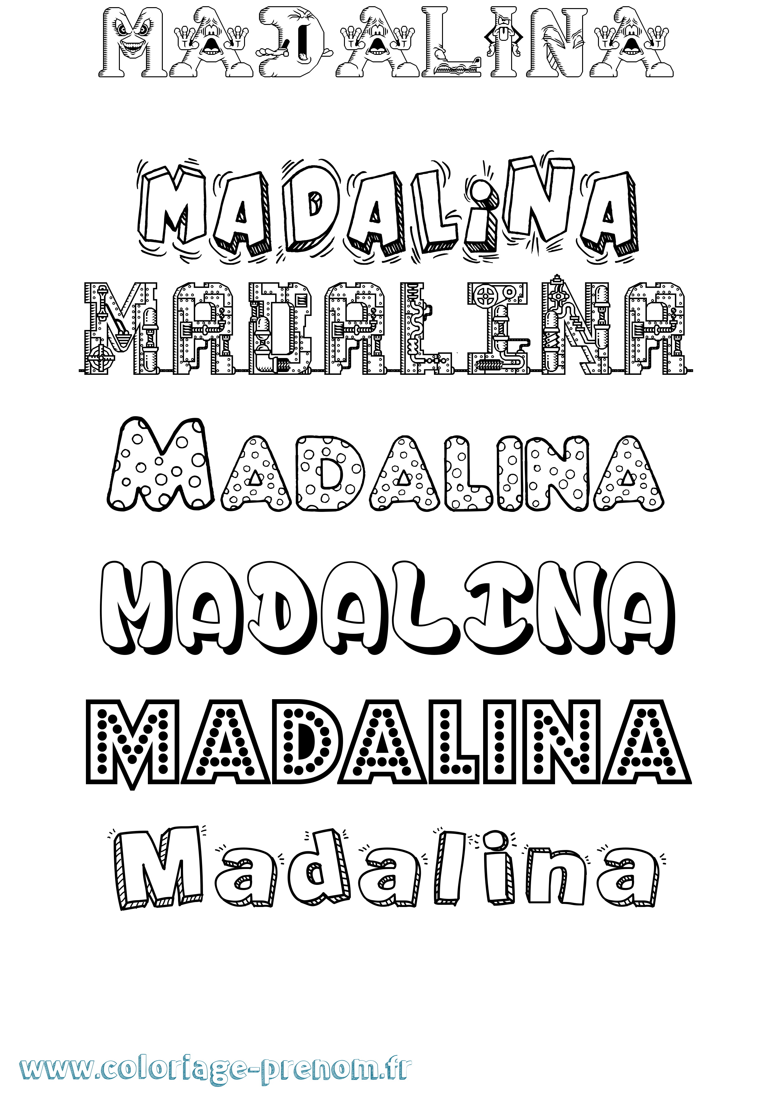 Coloriage prénom Madalina Fun