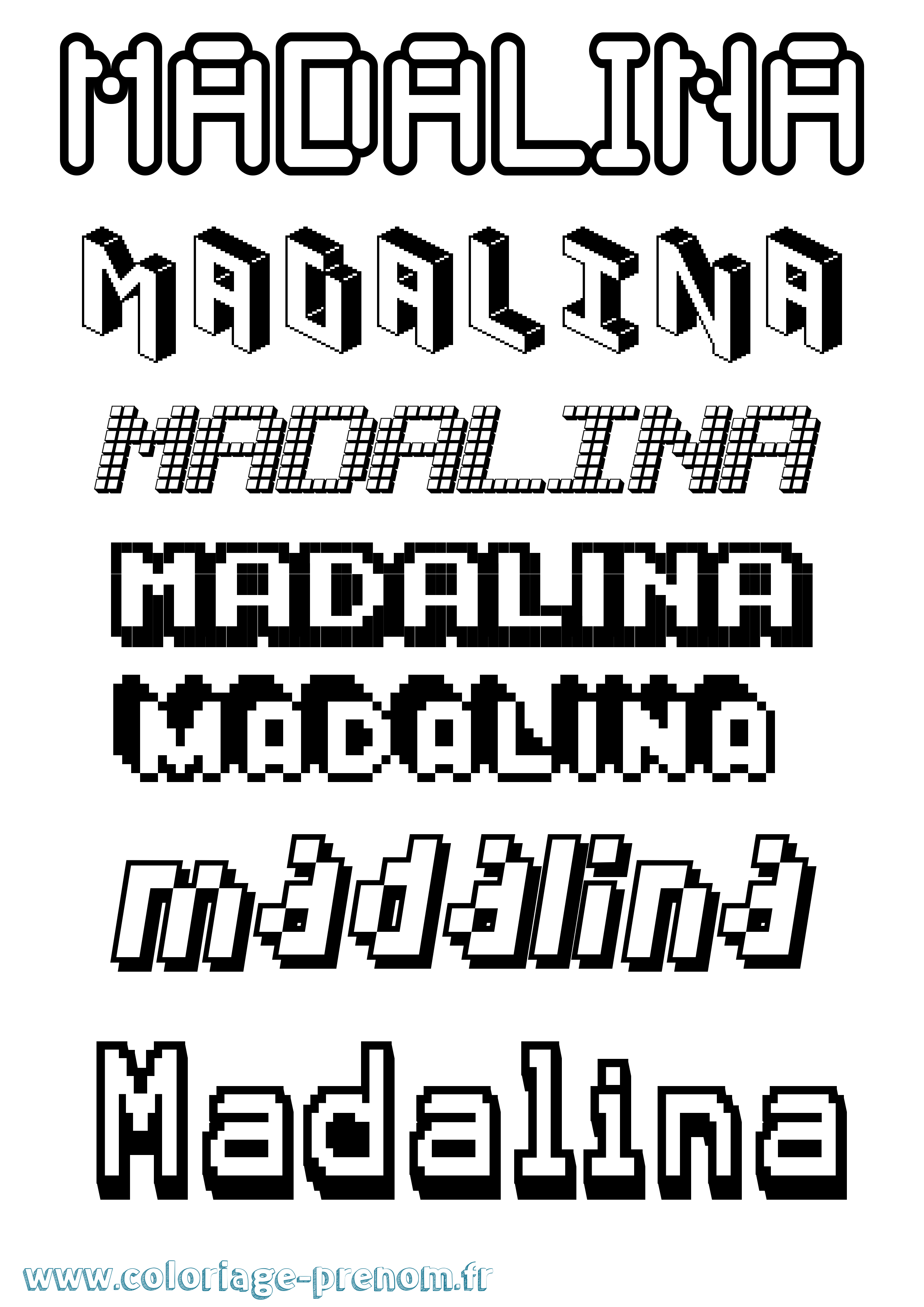 Coloriage prénom Madalina Pixel