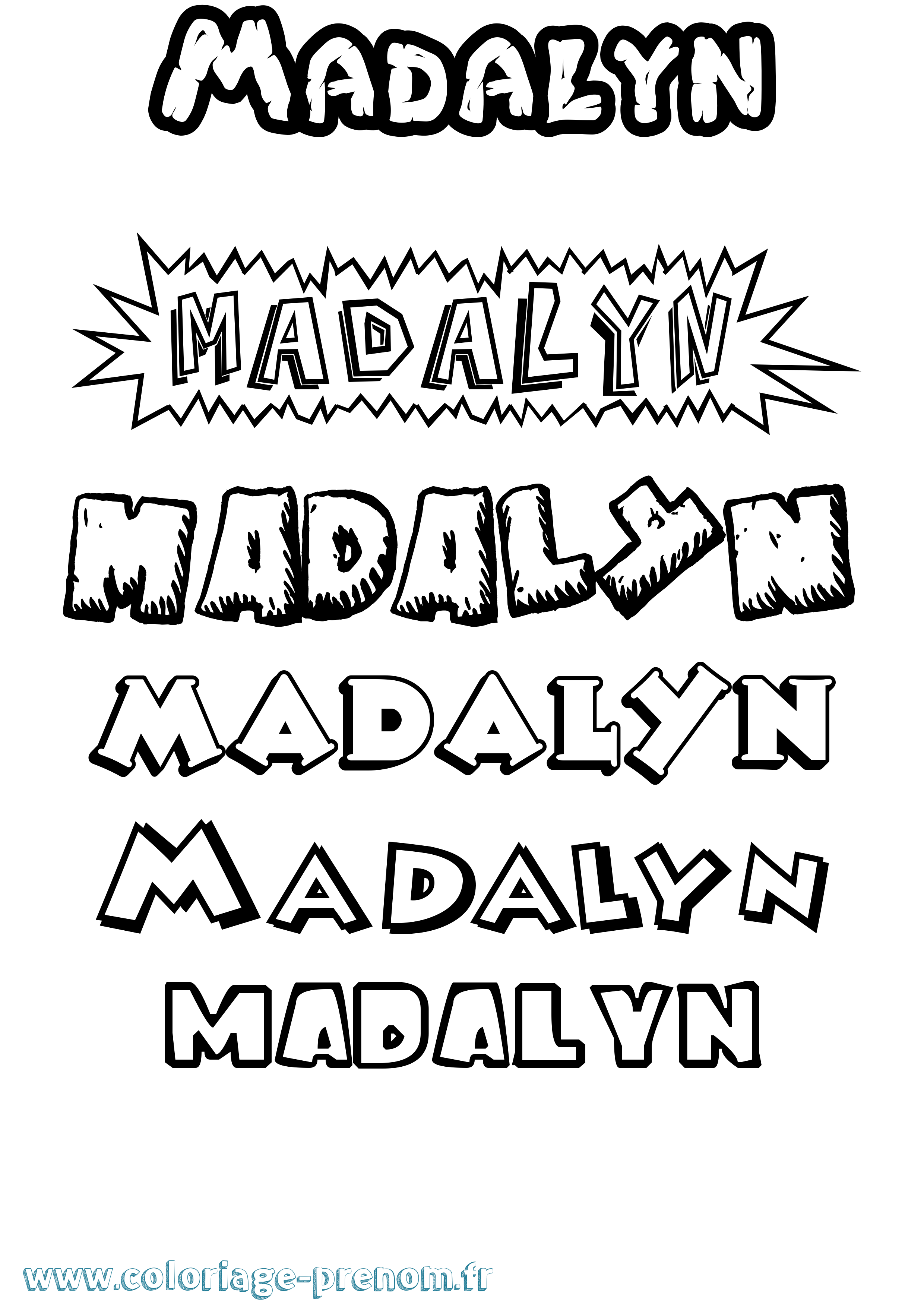 Coloriage Madalyn Dessin Animé Coloriage prénom Madalyn Dessin Animé