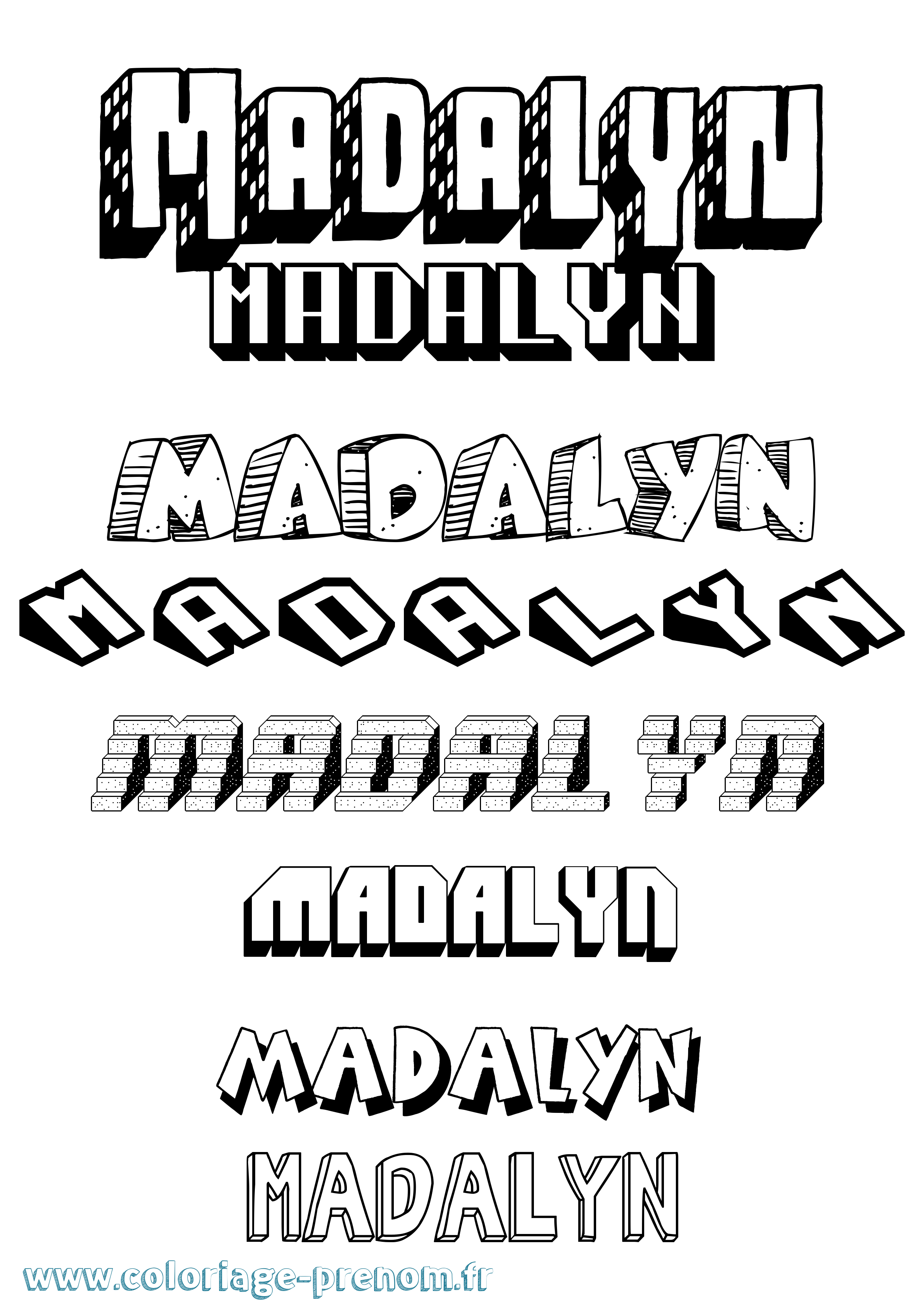 Coloriage Madalyn Effet 3D Coloriage prénom Madalyn Effet 3D