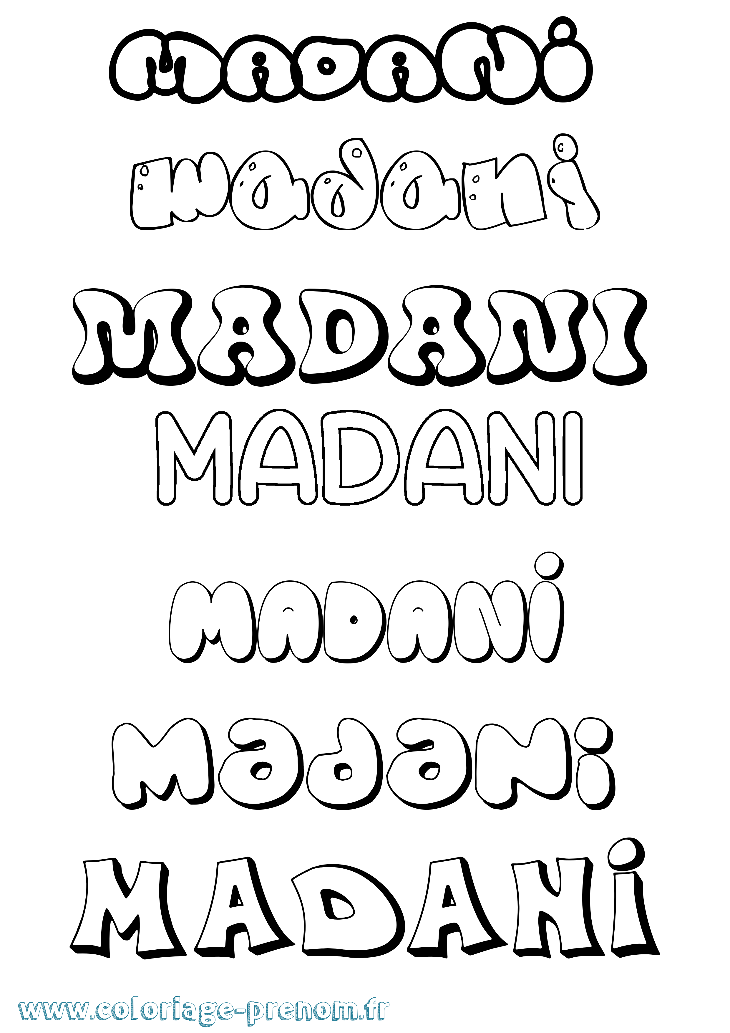 Coloriage Madani Bubble Coloriage prénom Madani Bubble