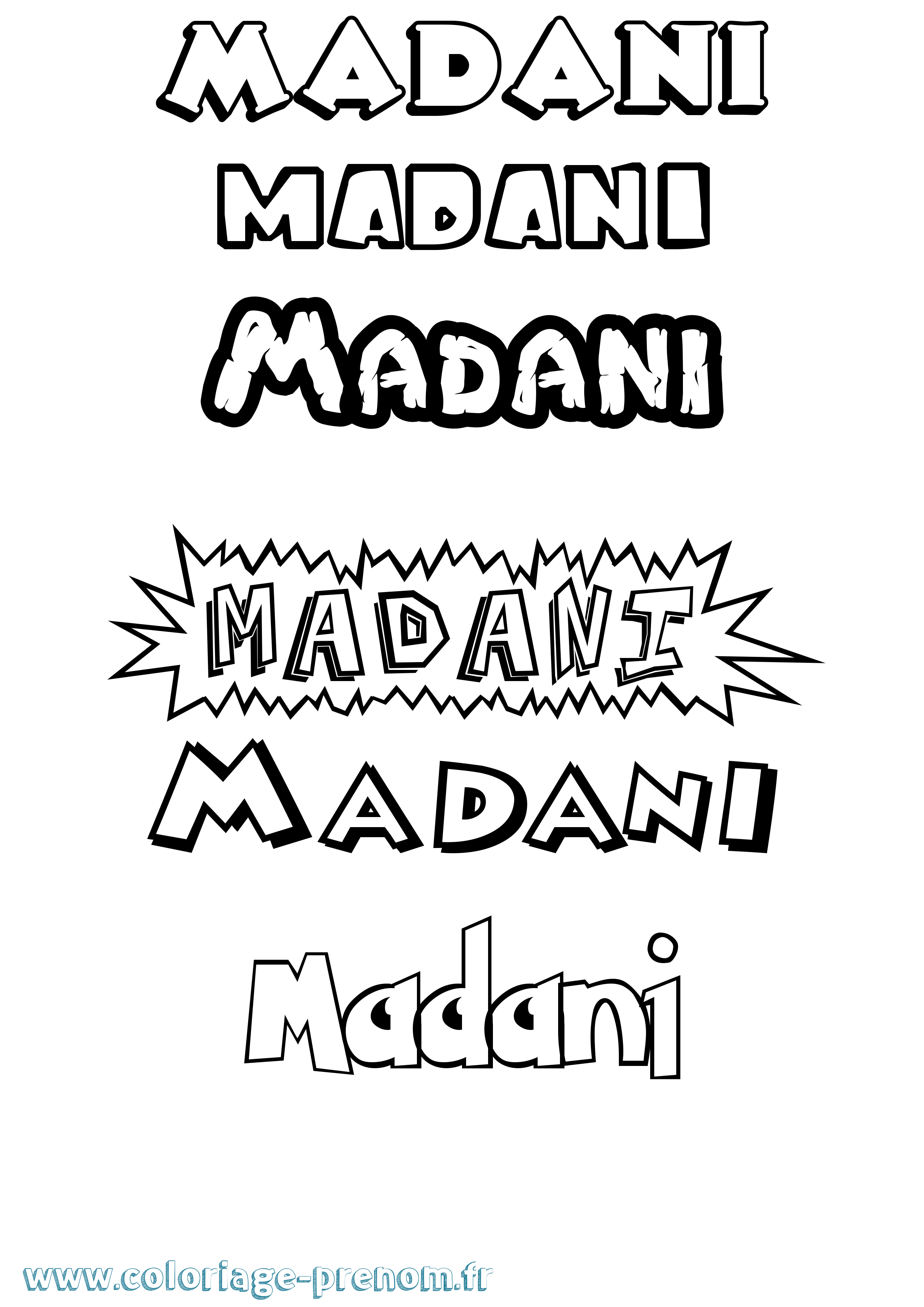 Coloriage Madani Dessin Animé Coloriage prénom Madani Dessin Animé