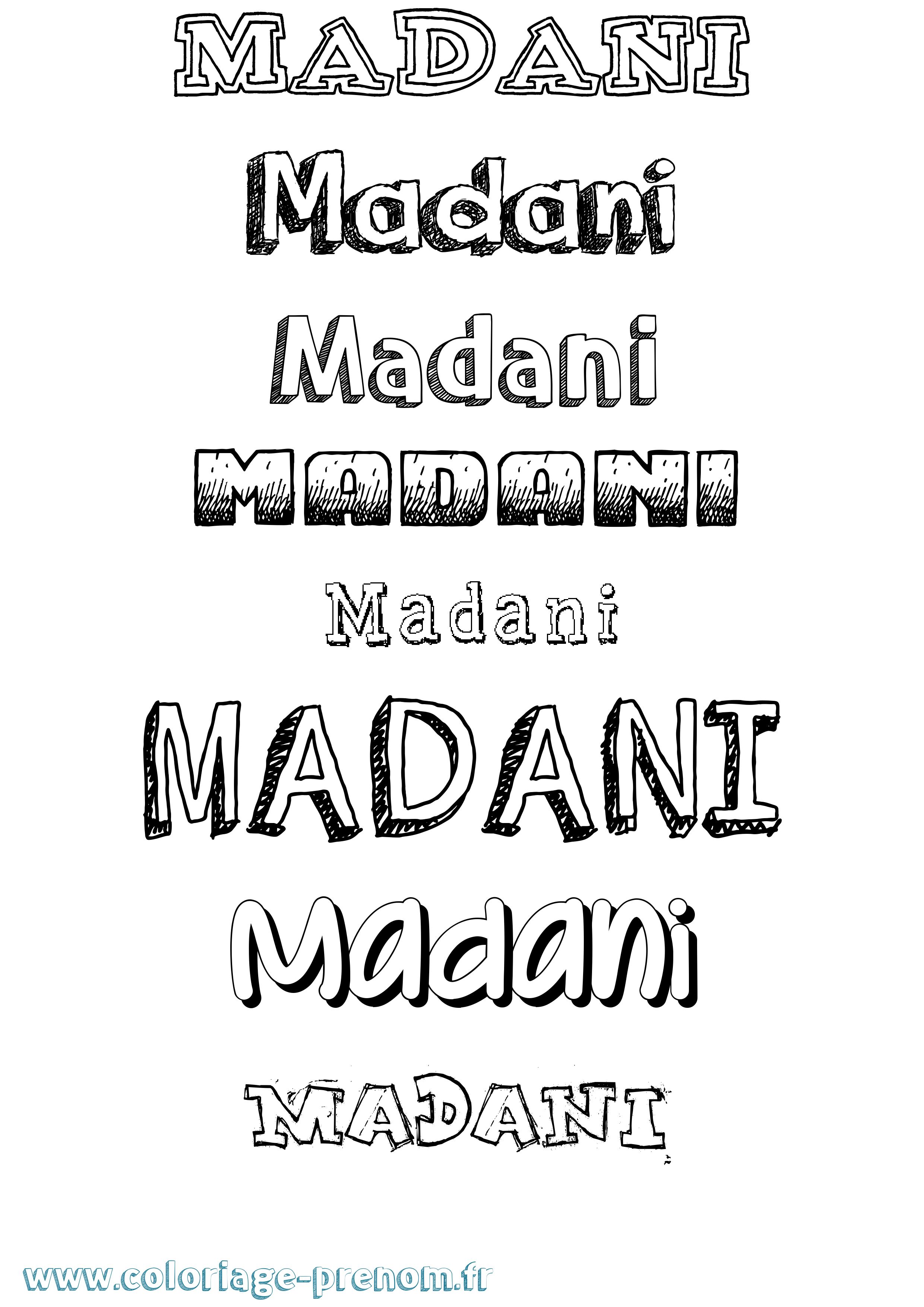 Coloriage Madani Dessiné Coloriage prénom Madani Dessiné
