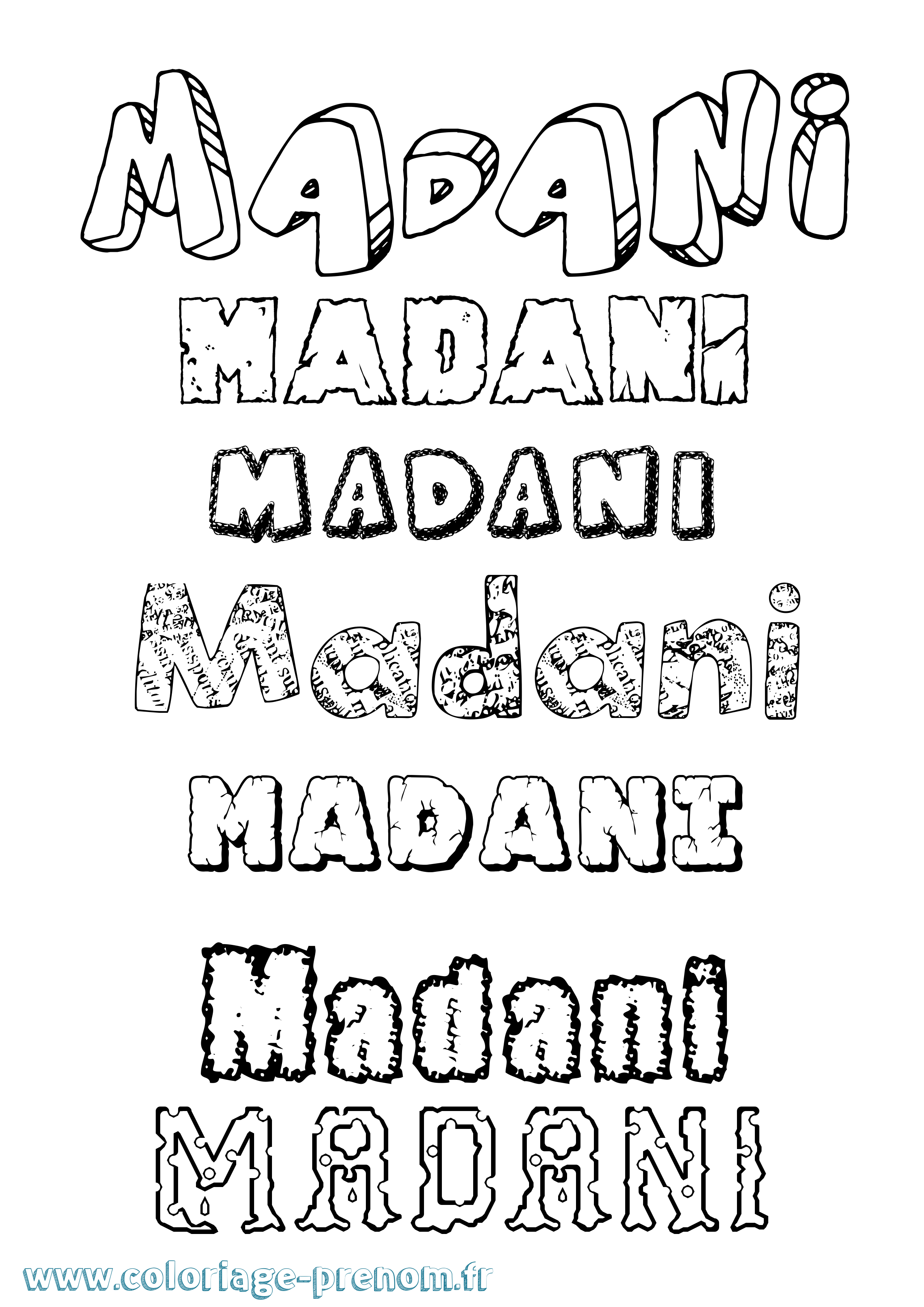 Coloriage Madani Destructuré Coloriage prénom Madani Destructuré