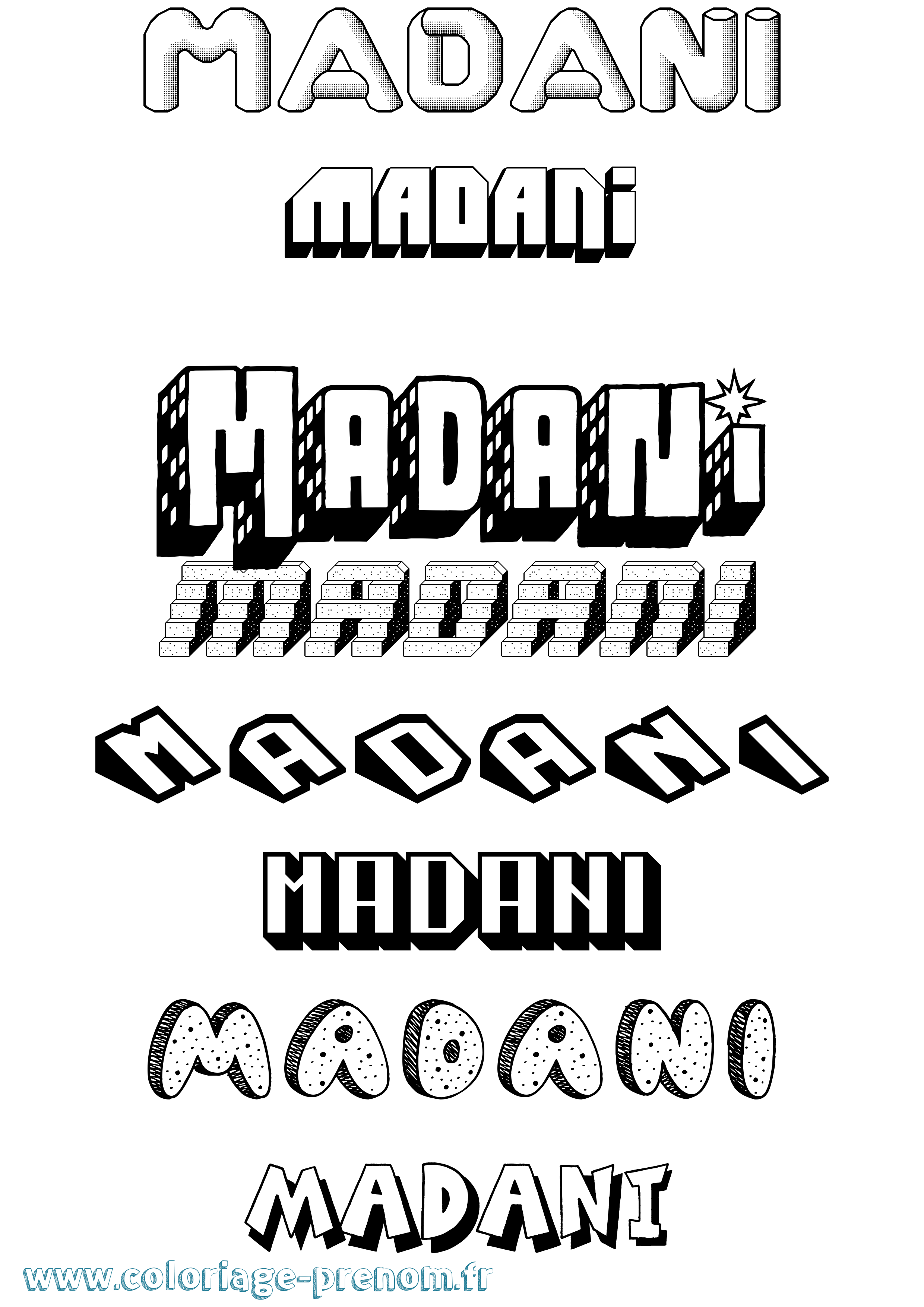 Coloriage Madani Effet 3D Coloriage prénom Madani Effet 3D