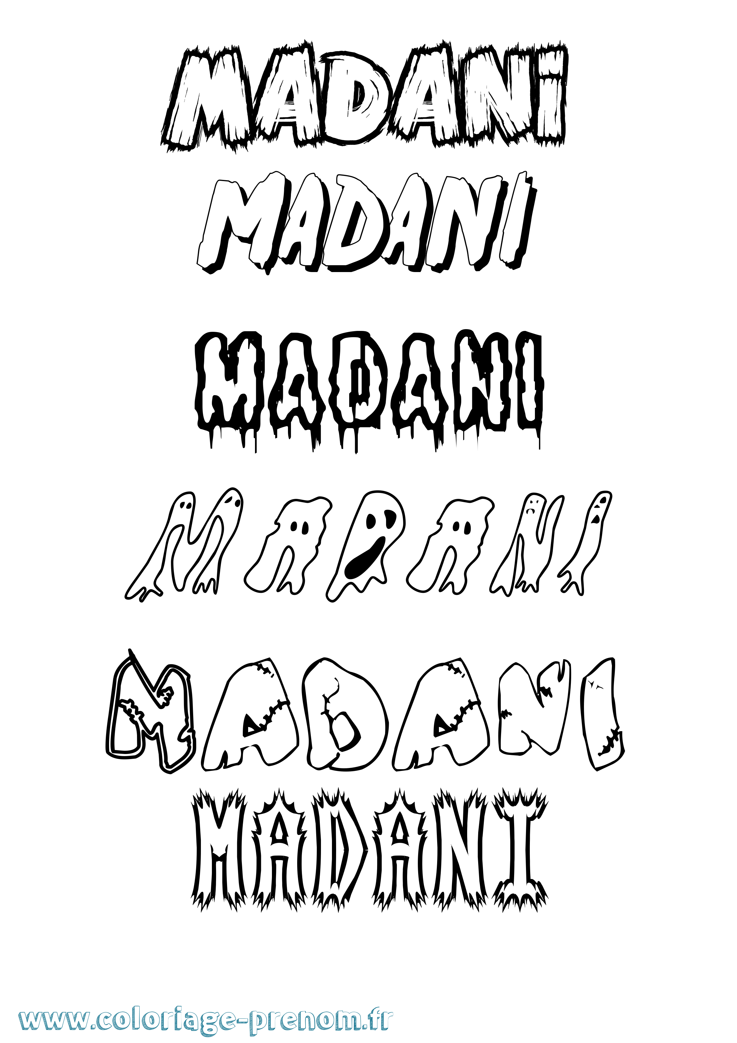 Coloriage Madani Frisson Coloriage prénom Madani Frisson
