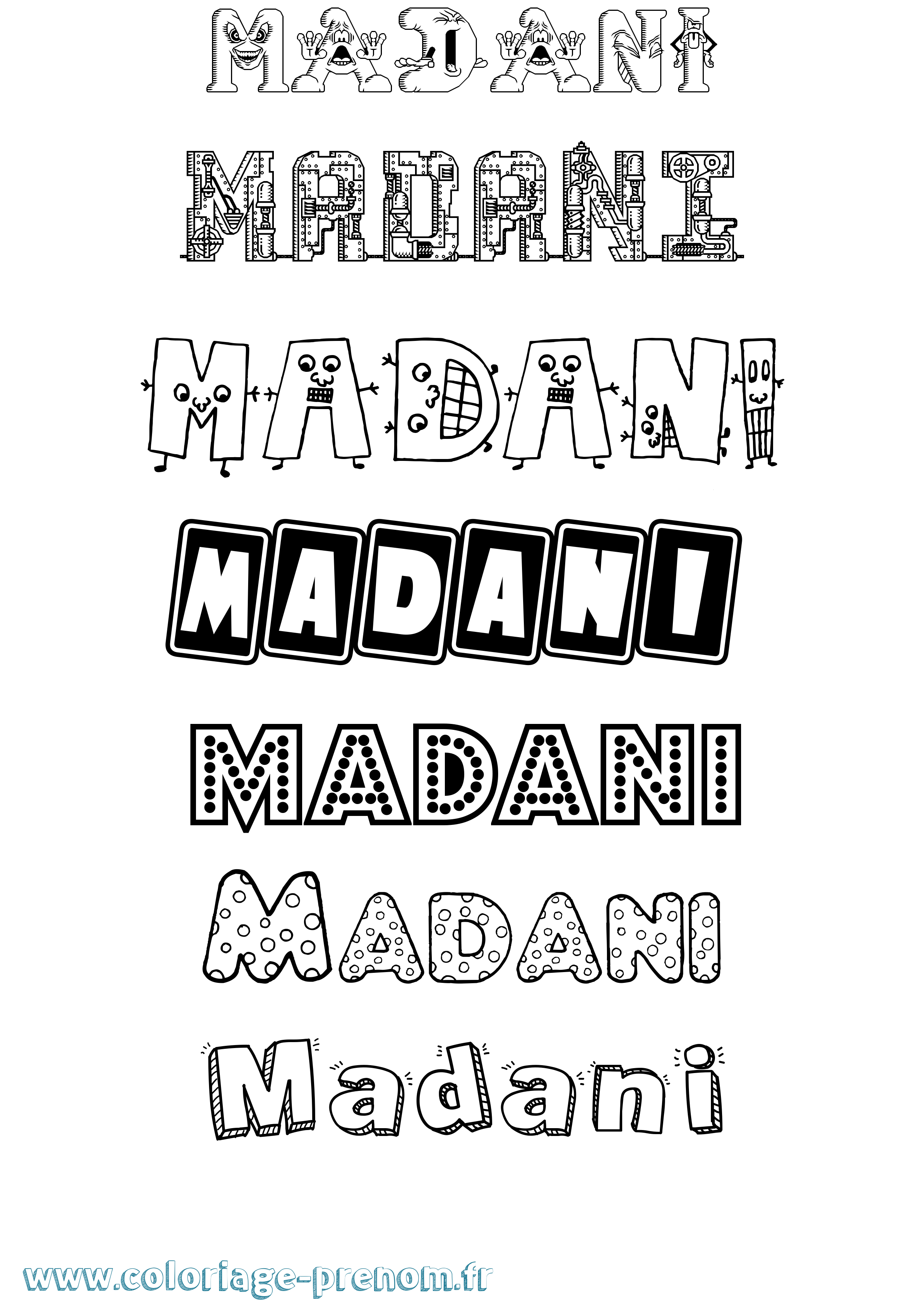 Coloriage Madani Fun Coloriage prénom Madani Fun