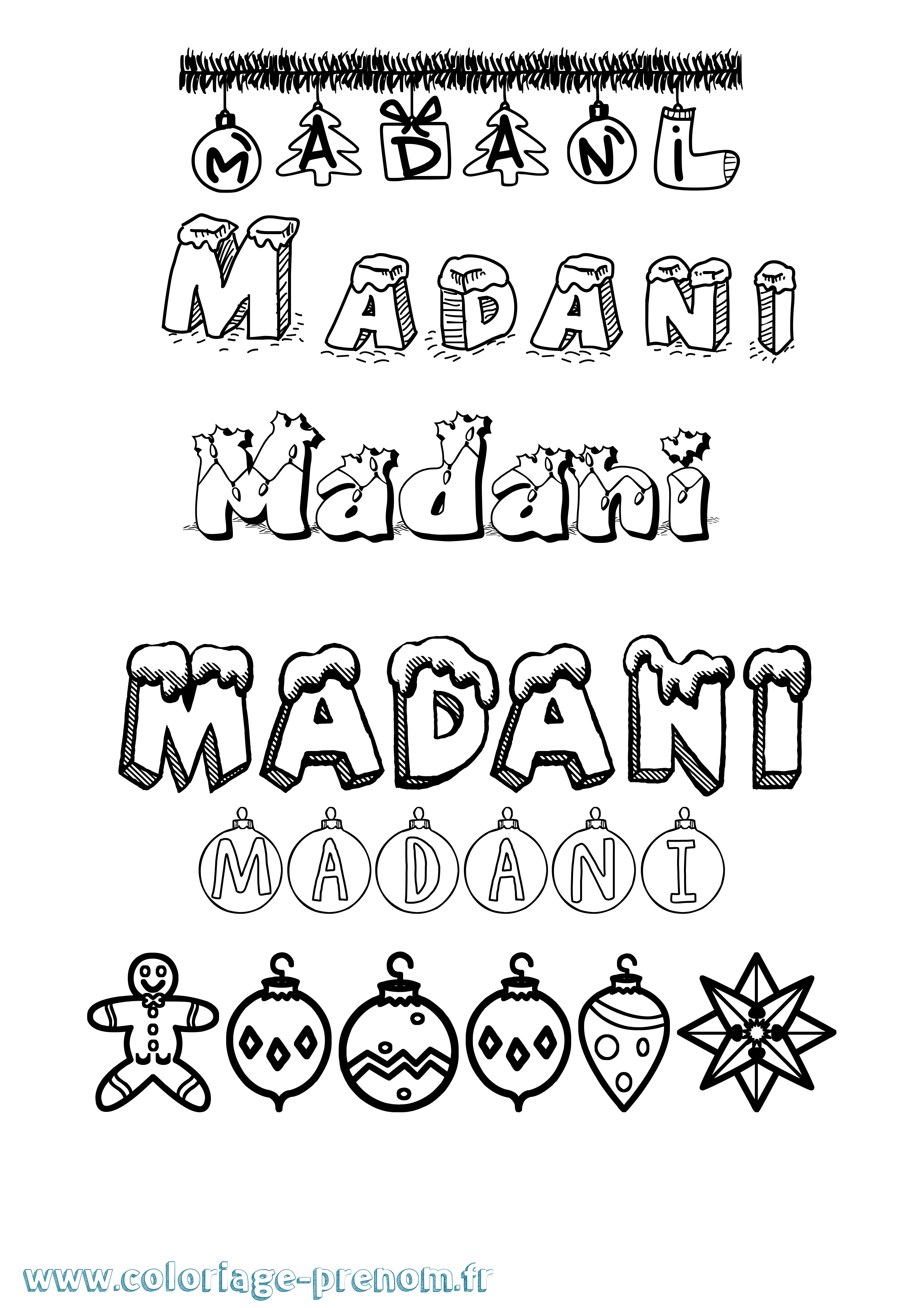Coloriage Madani Noël Coloriage prénom Madani Noël