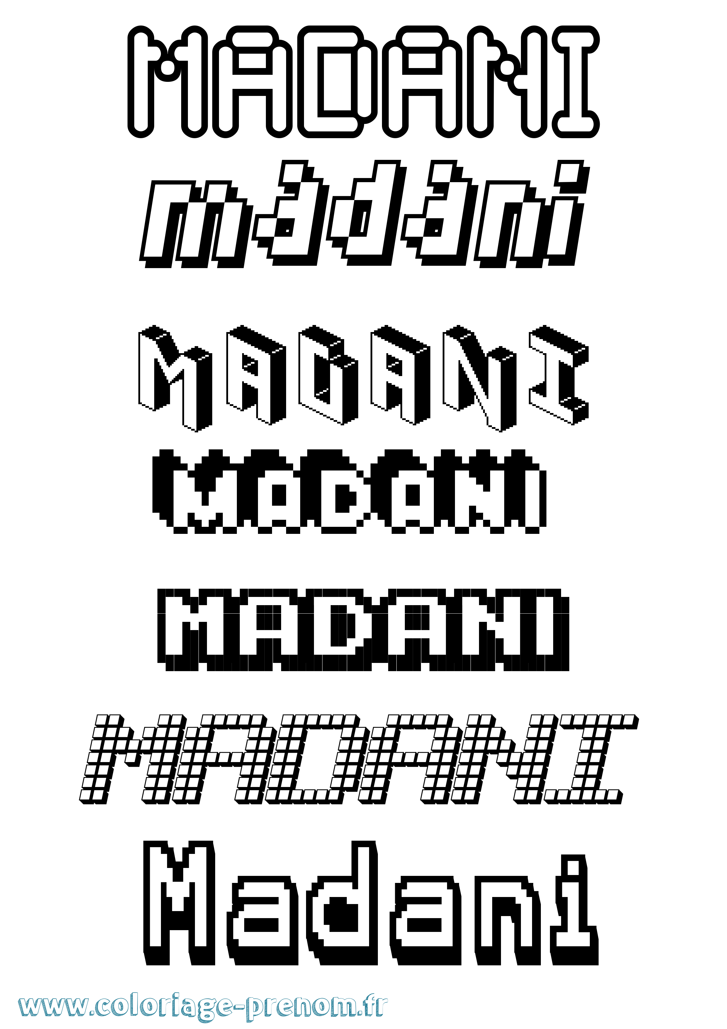 Coloriage Madani Pixel Coloriage prénom Madani Pixel