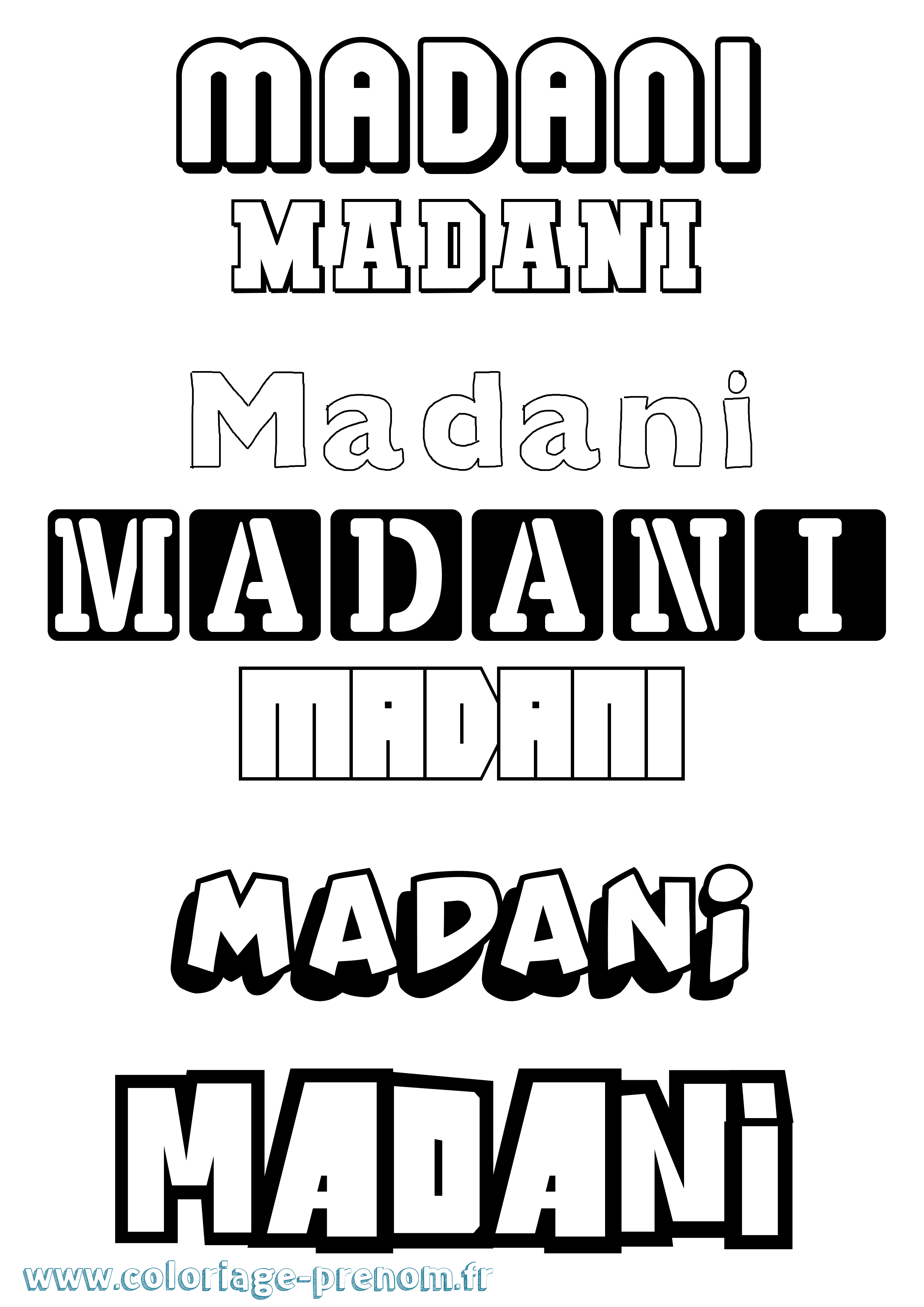 Coloriage Madani Simple Coloriage prénom Madani Simple