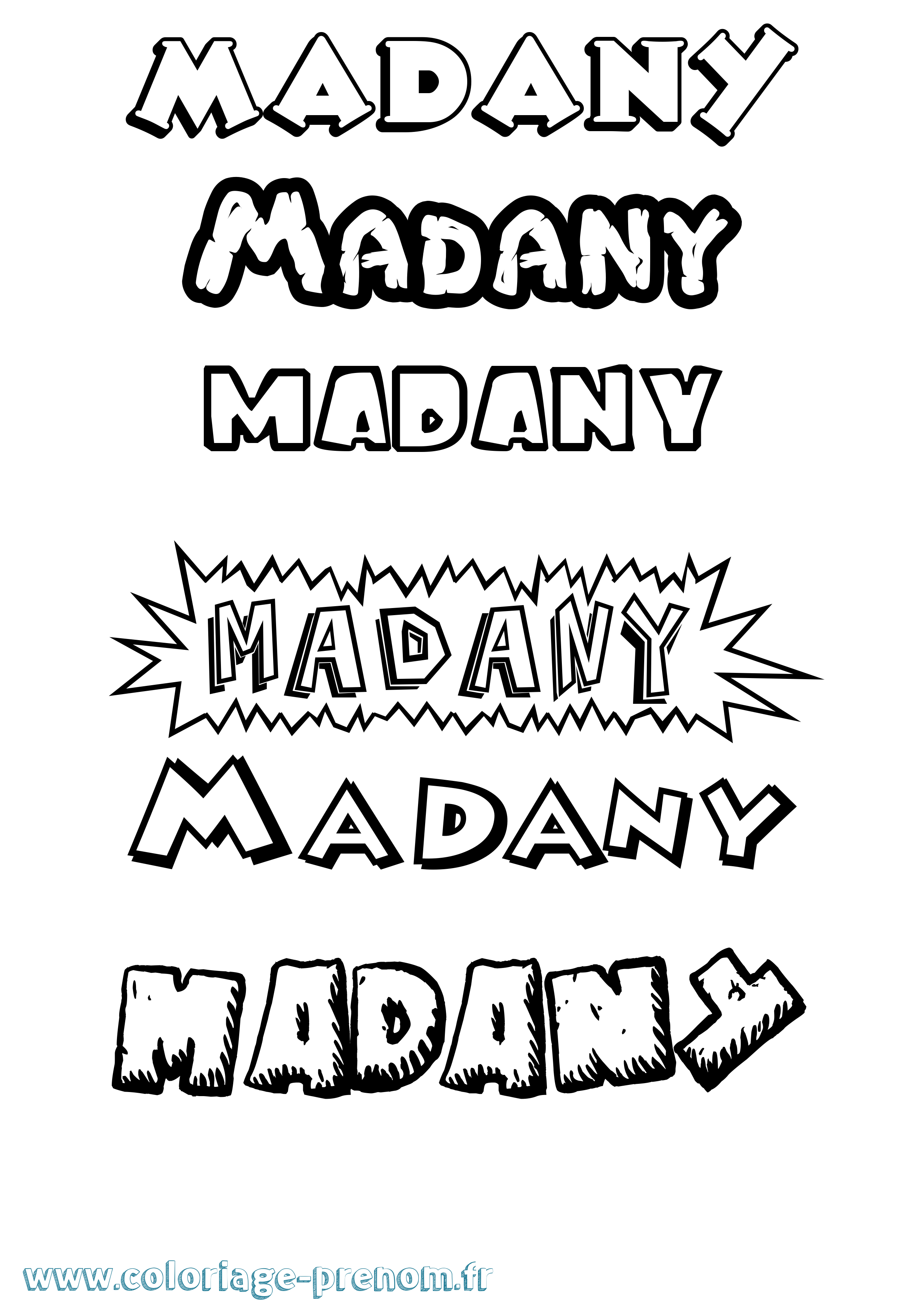 Coloriage prénom Madany Dessin Animé