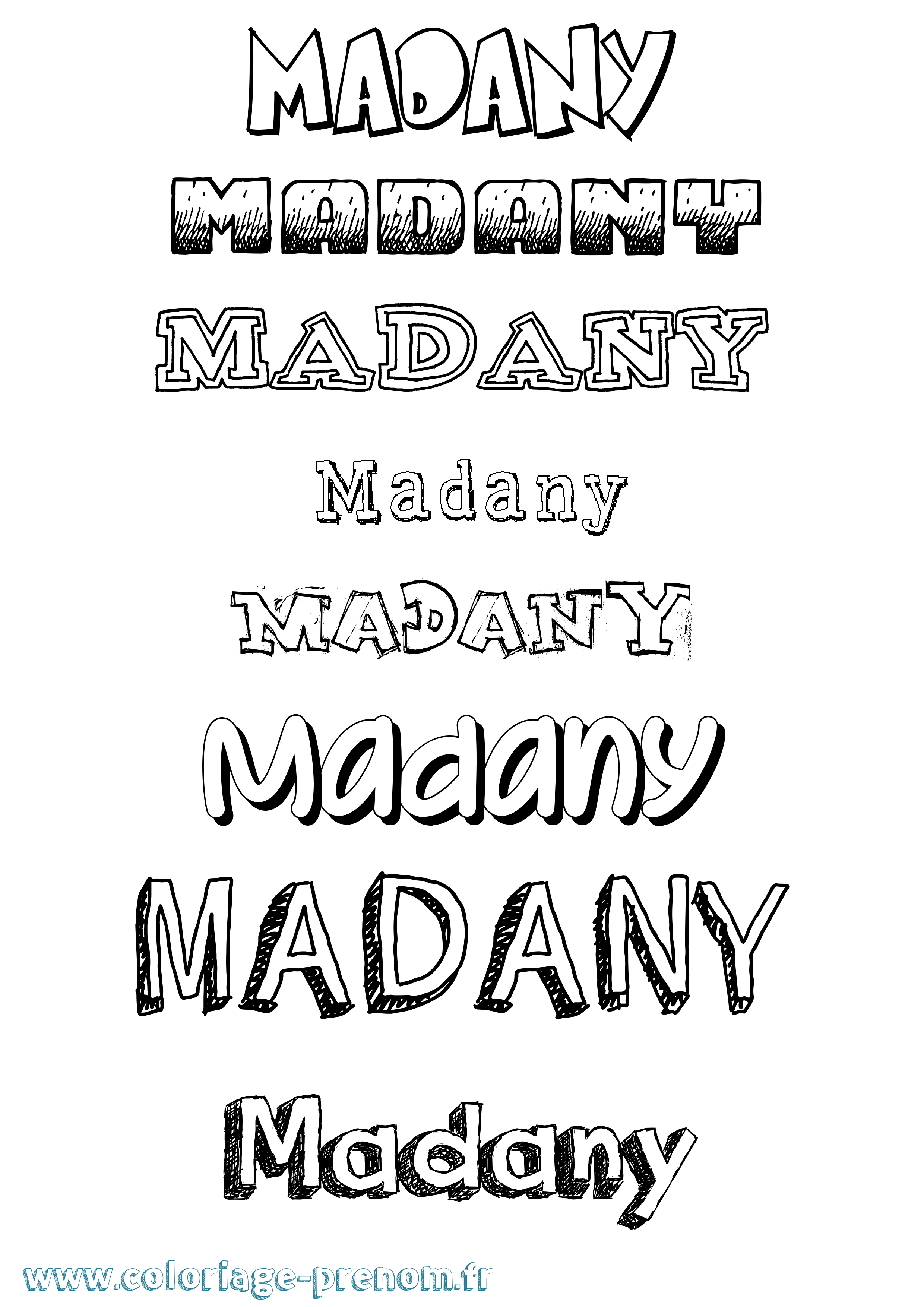 Coloriage prénom Madany Dessiné