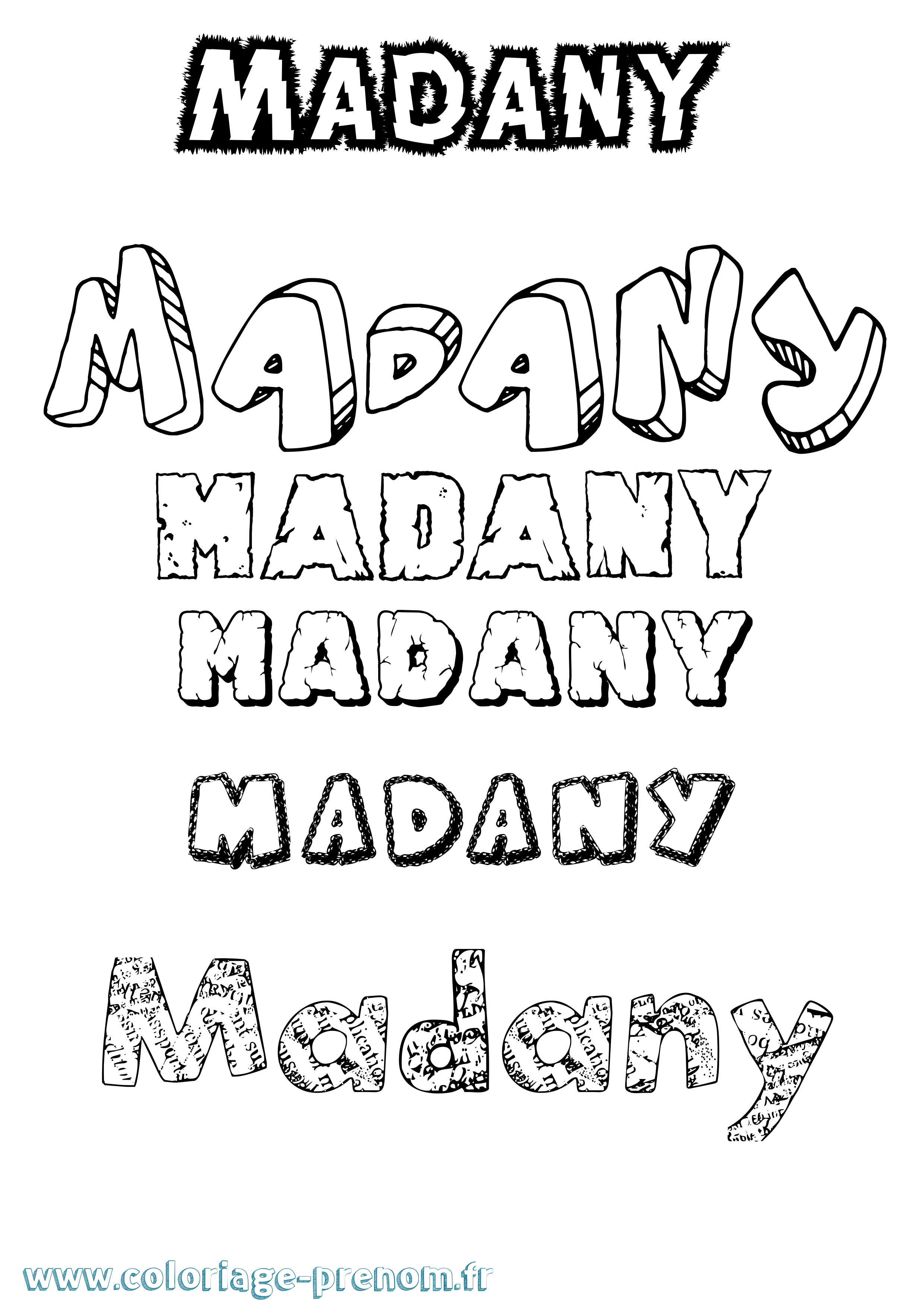 Coloriage prénom Madany Destructuré