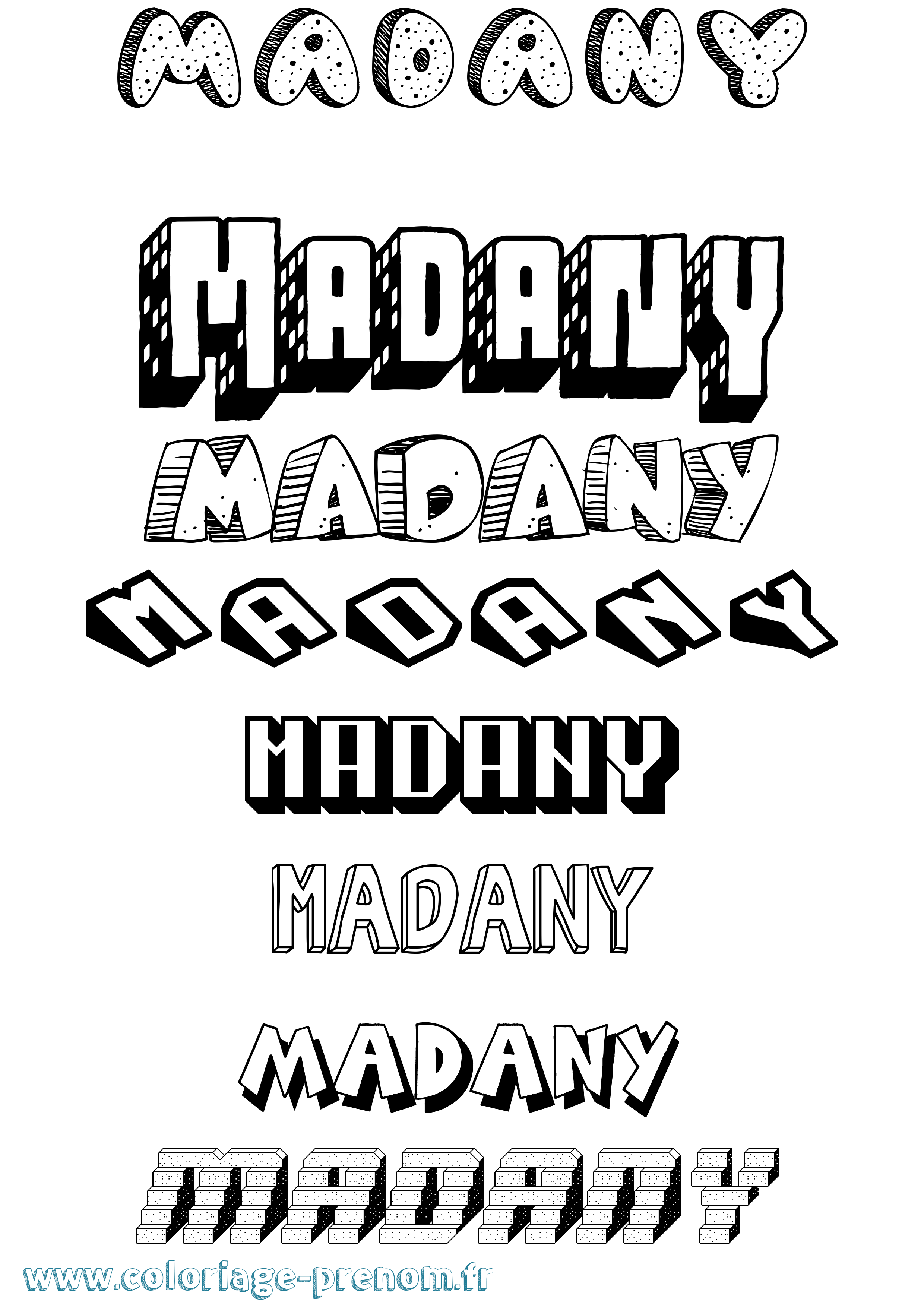 Coloriage prénom Madany Effet 3D