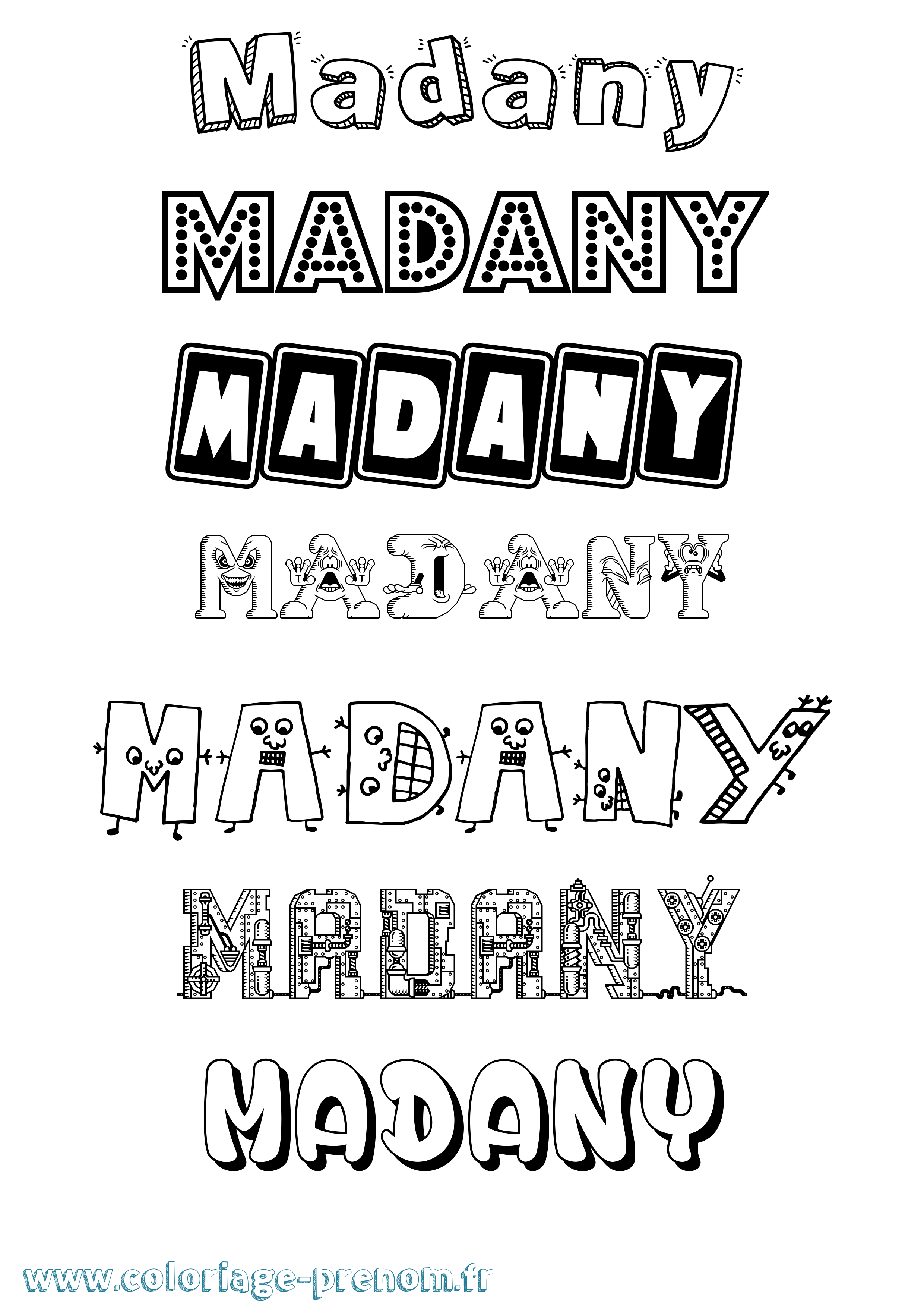 Coloriage prénom Madany Fun