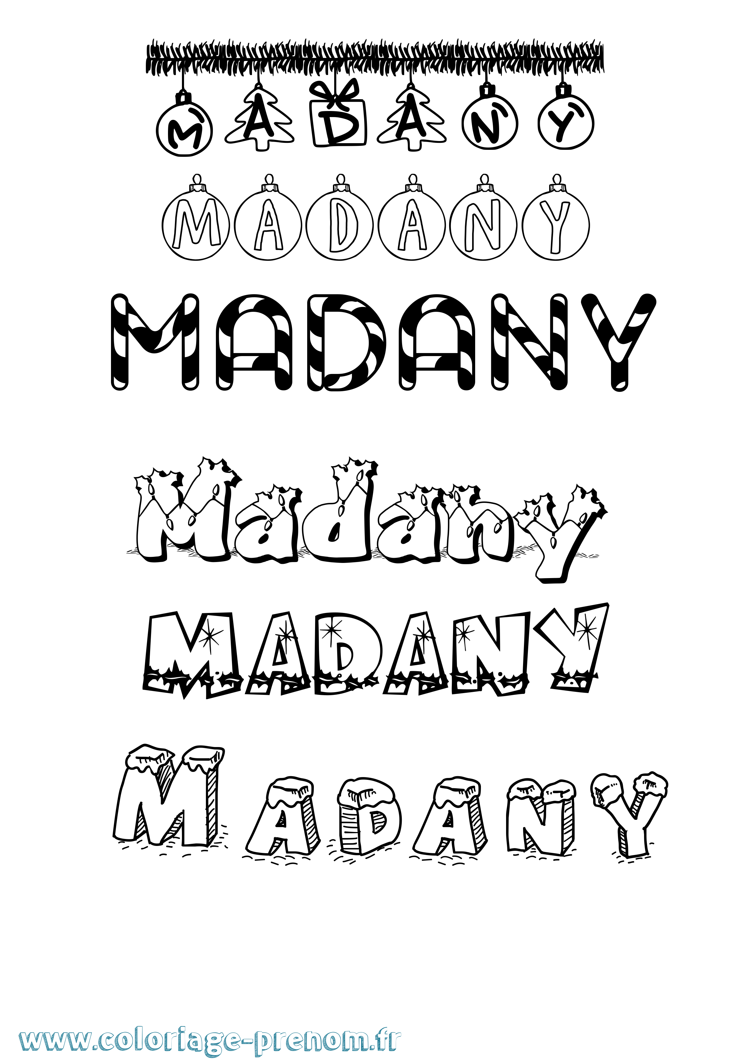 Coloriage prénom Madany Noël