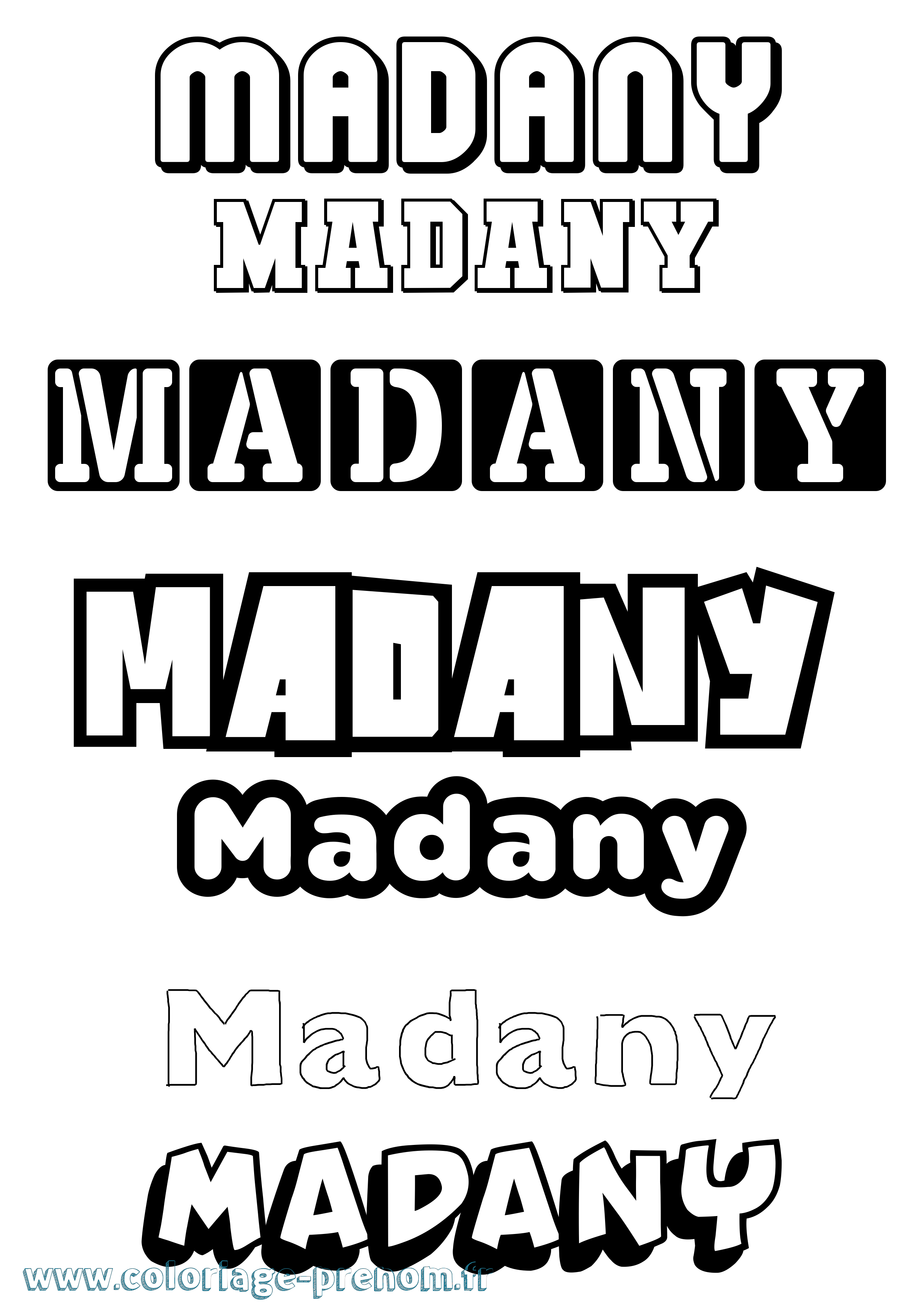 Coloriage prénom Madany Simple