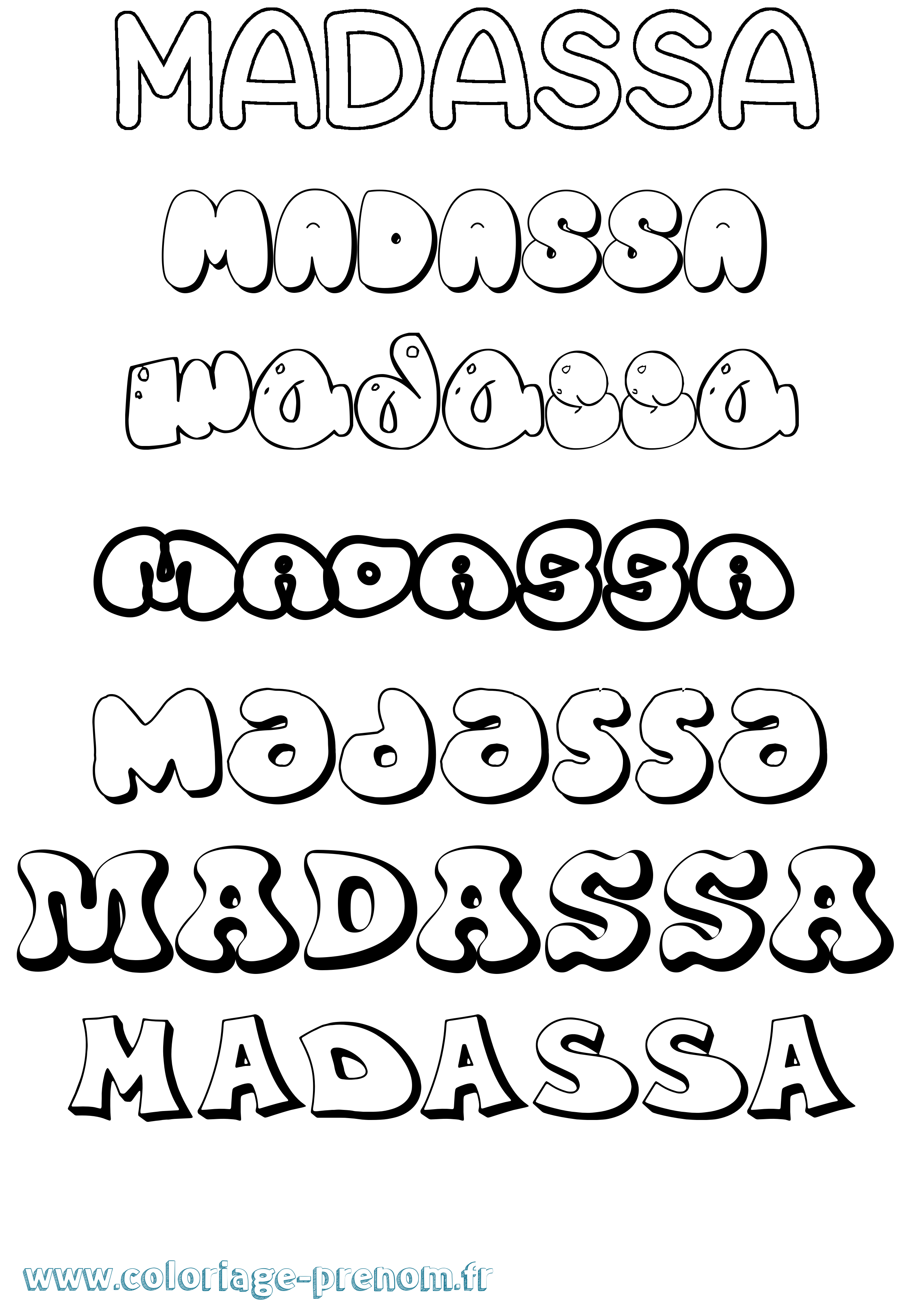 Coloriage Madassa Bubble Coloriage prénom Madassa Bubble