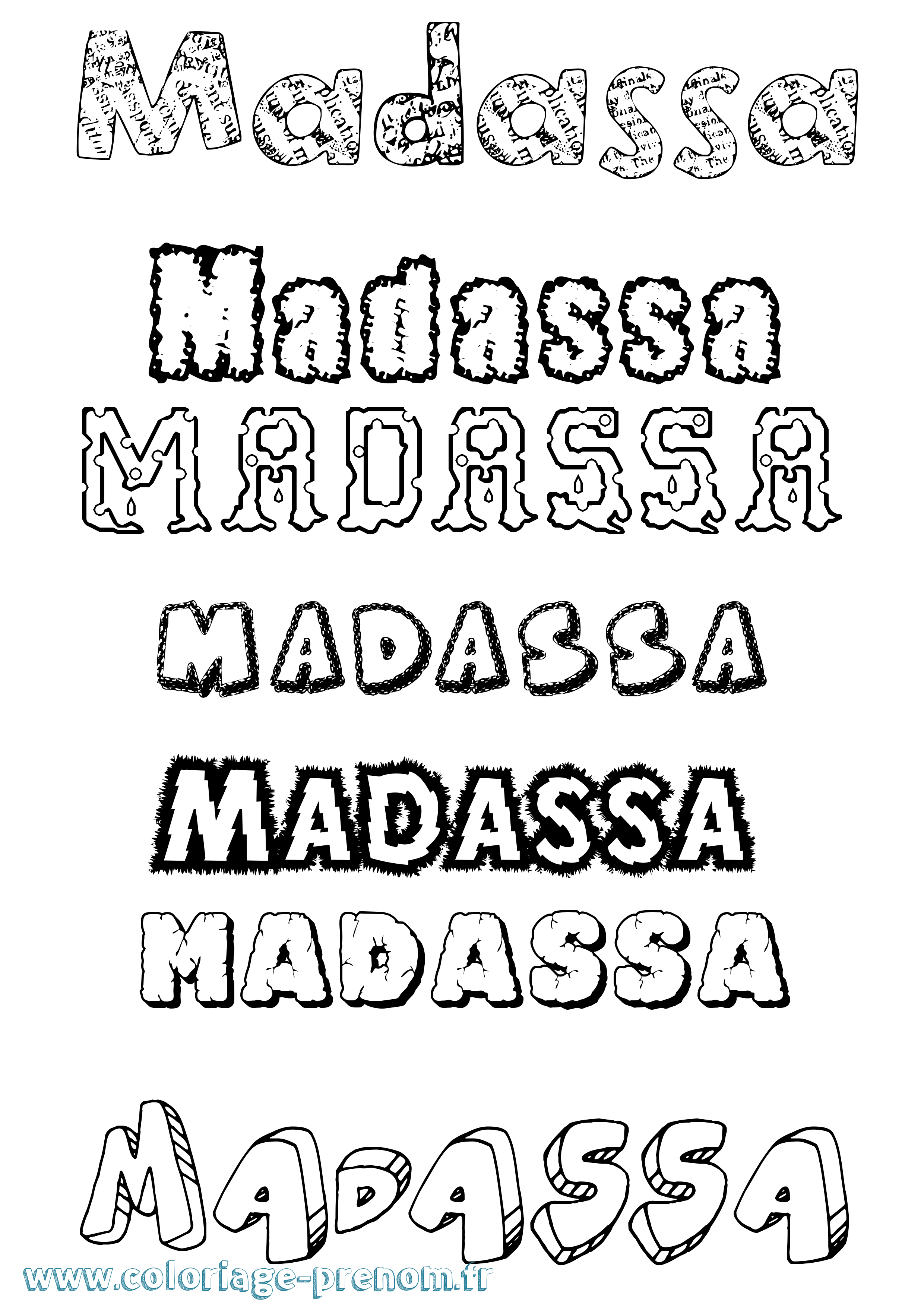 Coloriage Madassa Destructuré Coloriage prénom Madassa Destructuré
