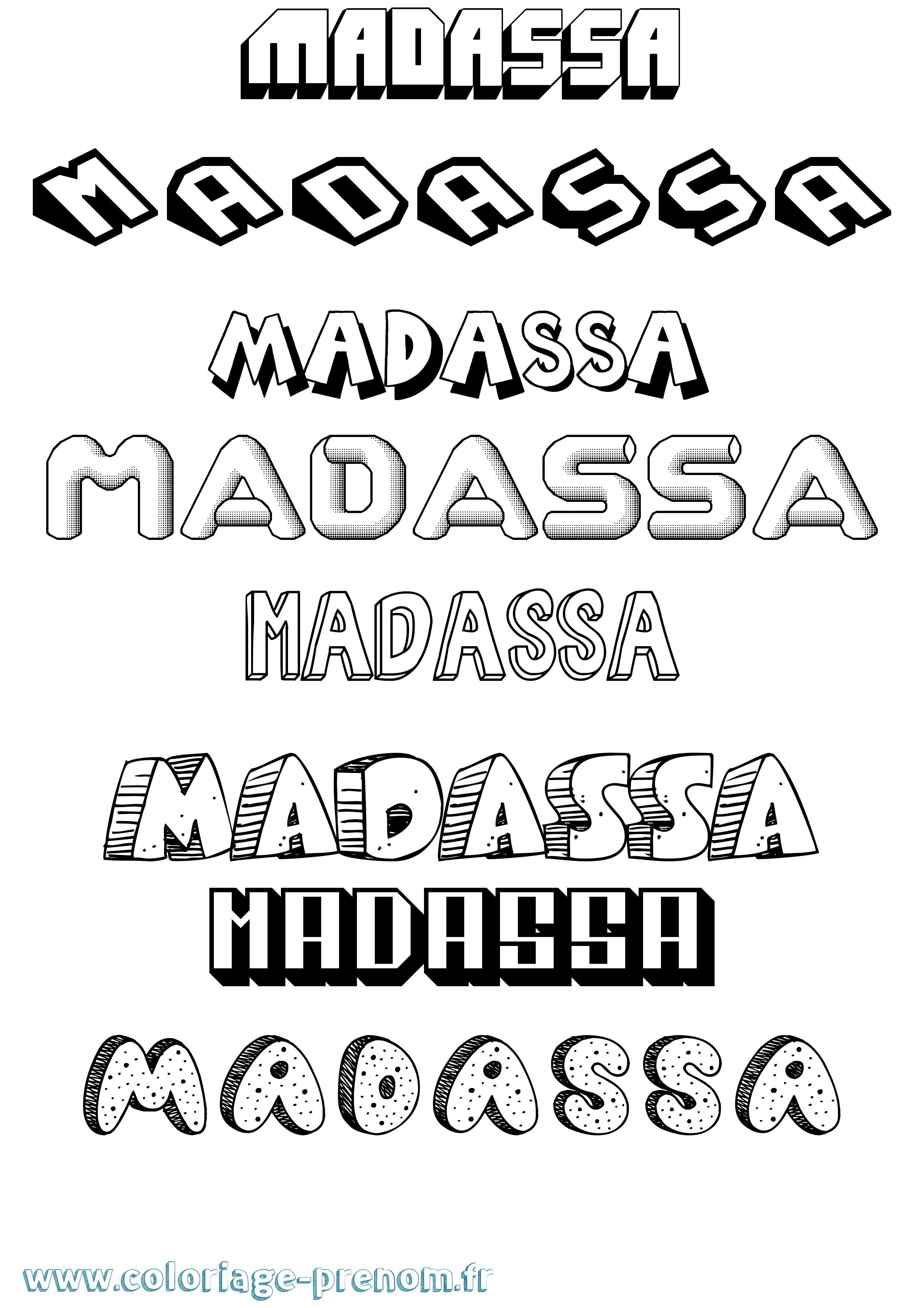 Coloriage Madassa Effet 3D Coloriage prénom Madassa Effet 3D