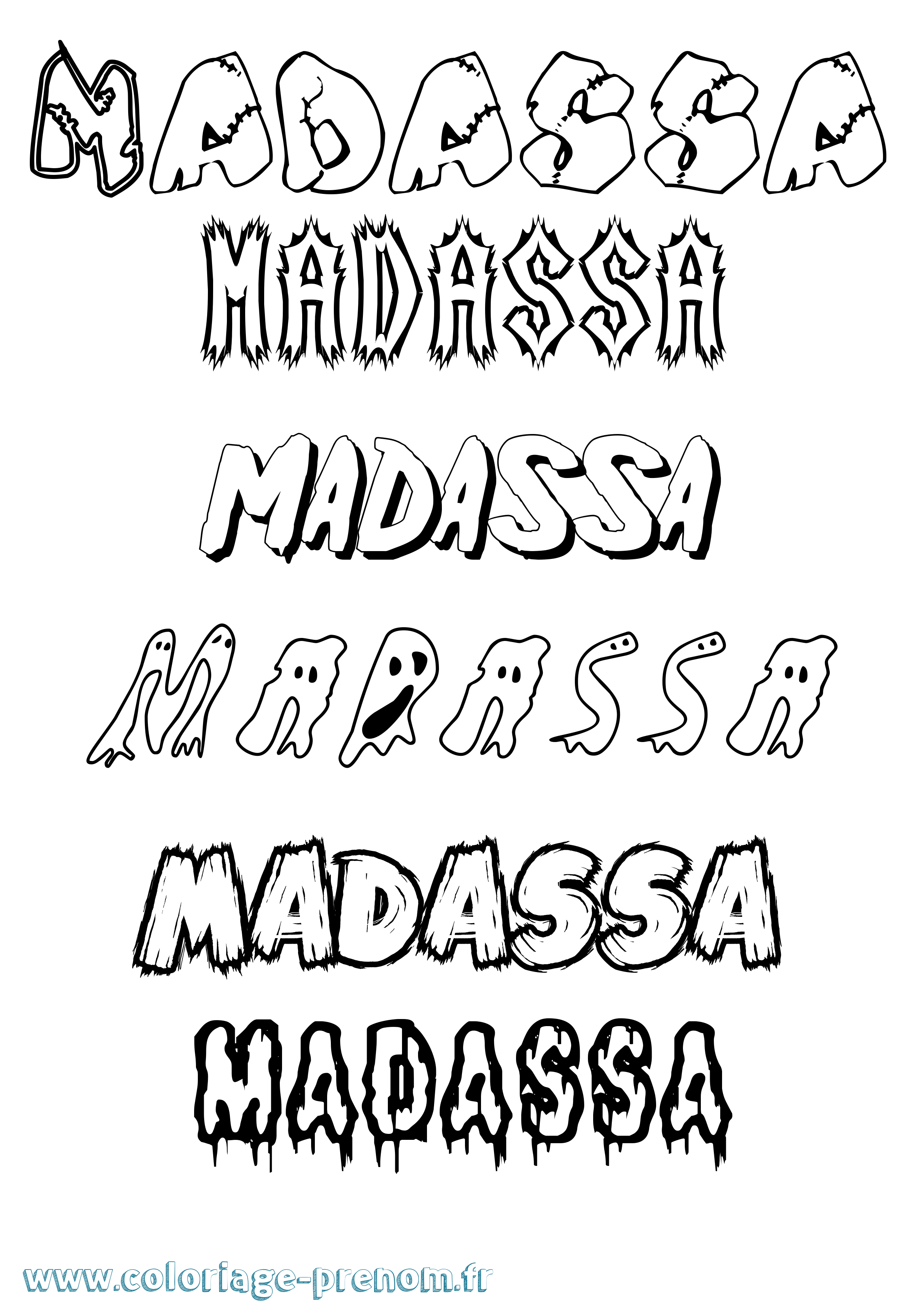 Coloriage Madassa Frisson Coloriage prénom Madassa Frisson