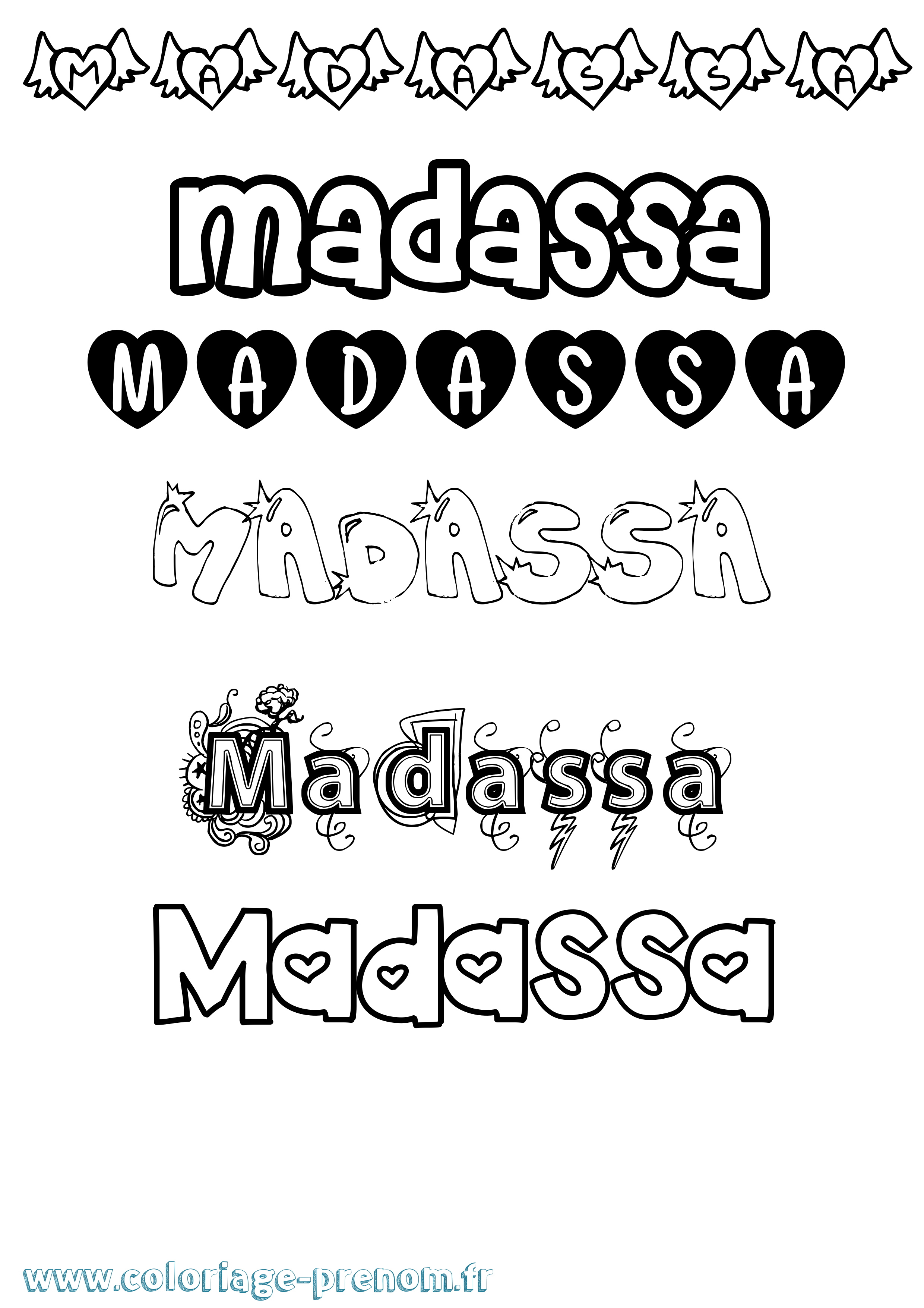 Coloriage Madassa Girly Coloriage prénom Madassa Girly