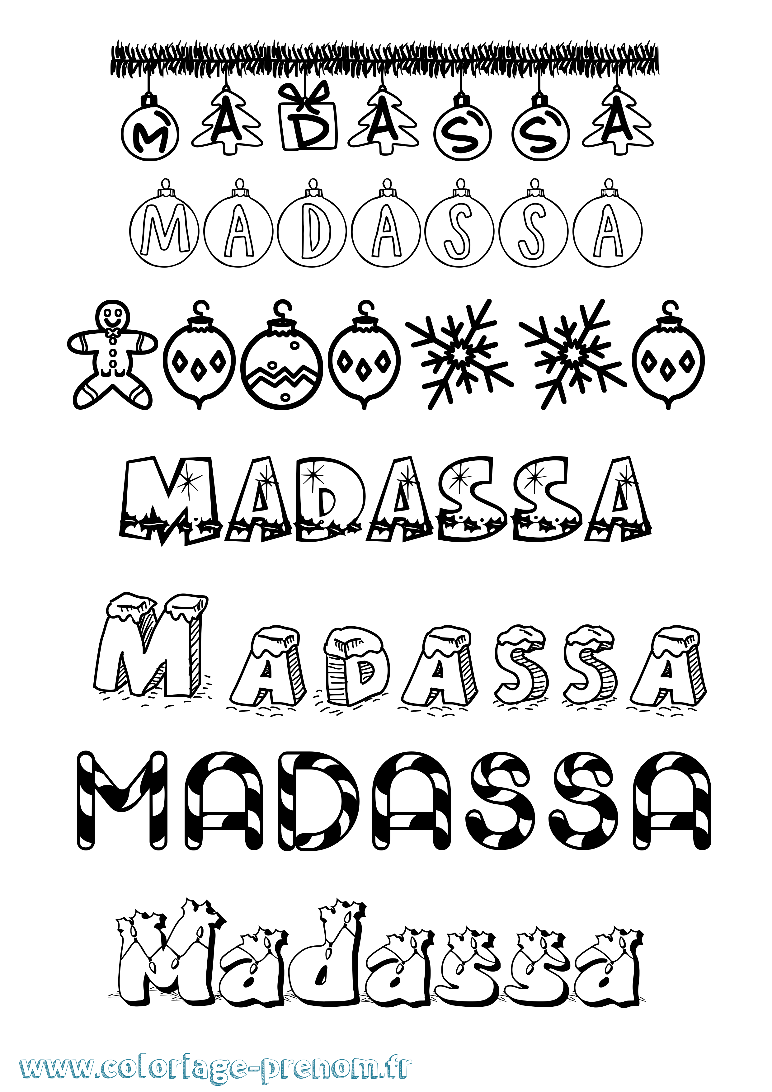 Coloriage Madassa Noël Coloriage prénom Madassa Noël