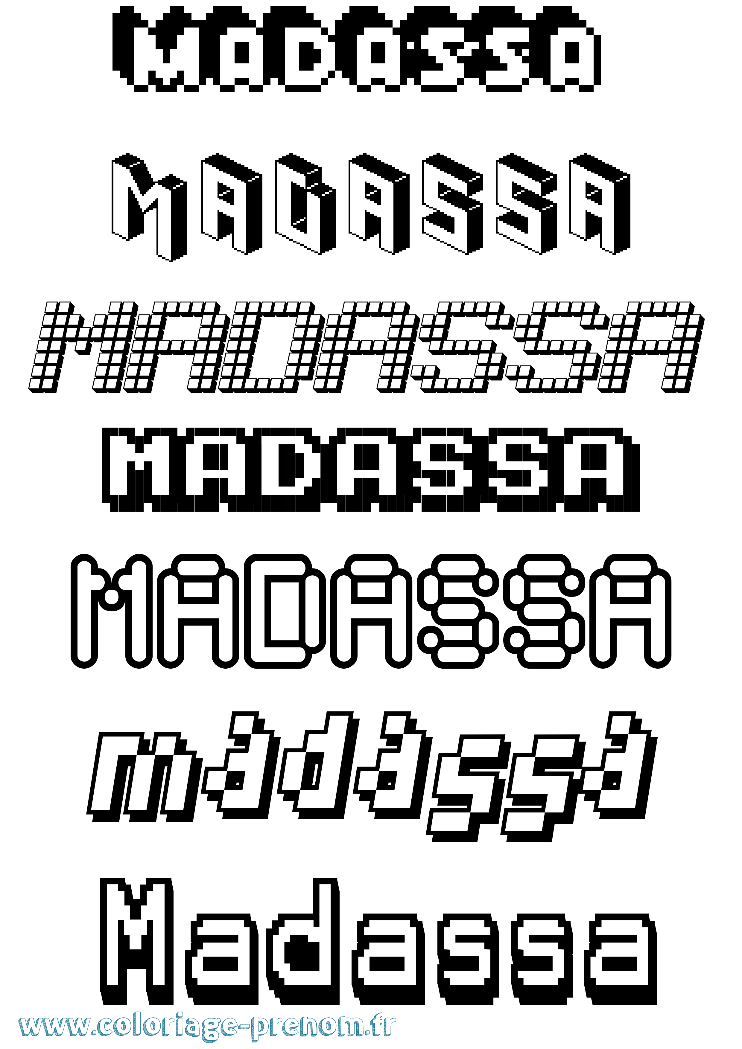 Coloriage Madassa Pixel Coloriage prénom Madassa Pixel