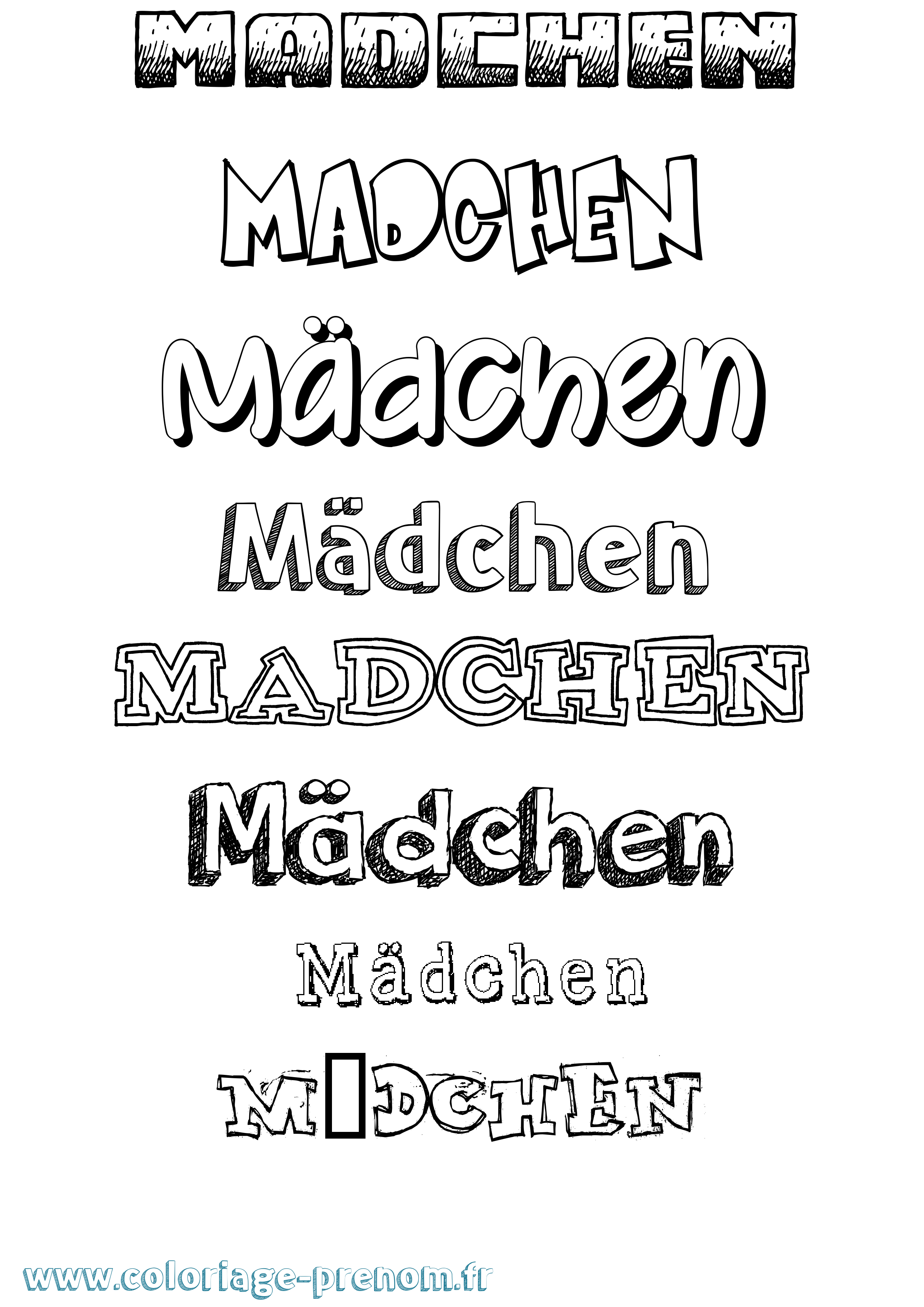 Coloriage Mädchen Dessiné Coloriage prénom Mädchen Dessiné