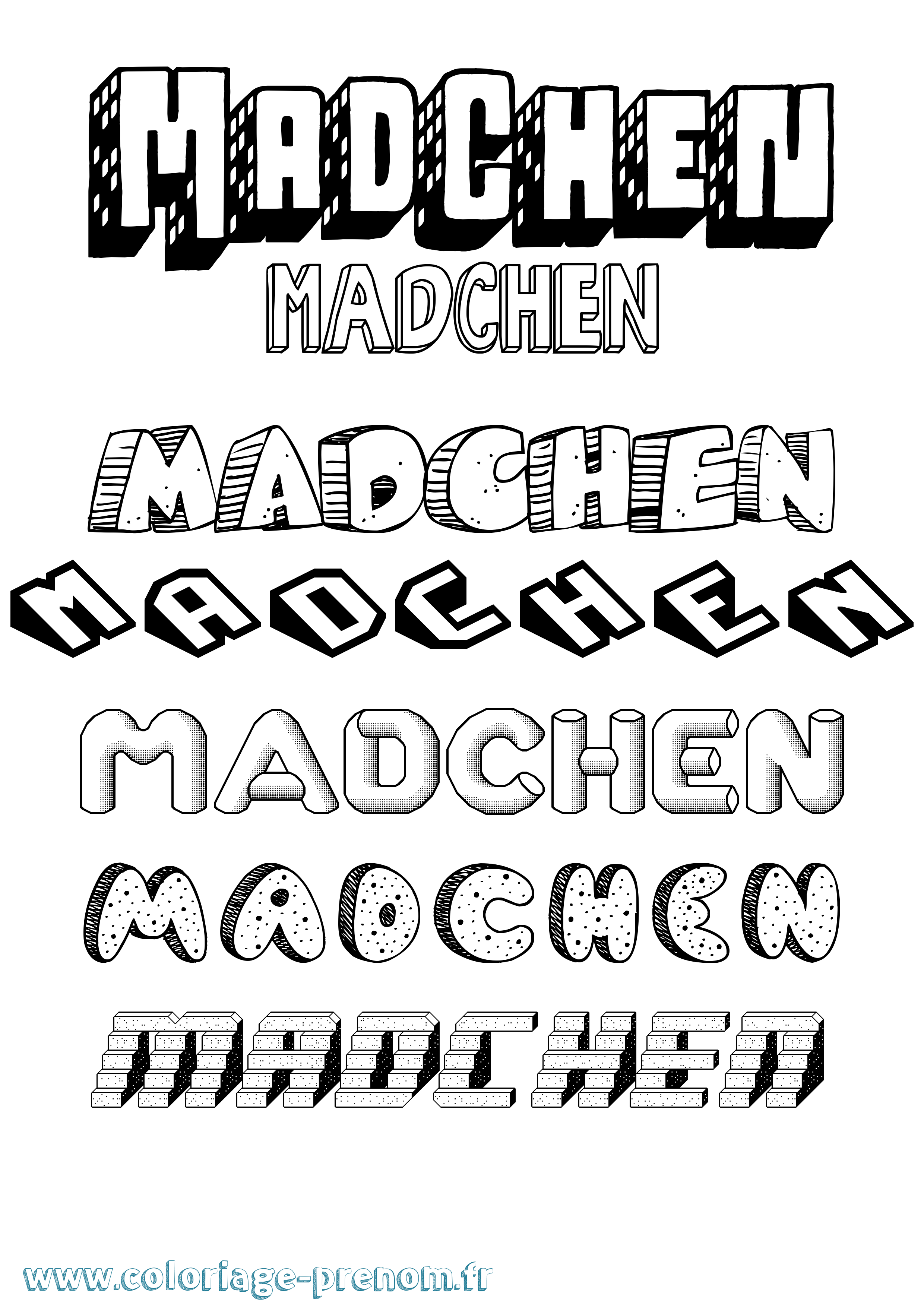 Coloriage Mädchen Effet 3D Coloriage prénom Mädchen Effet 3D