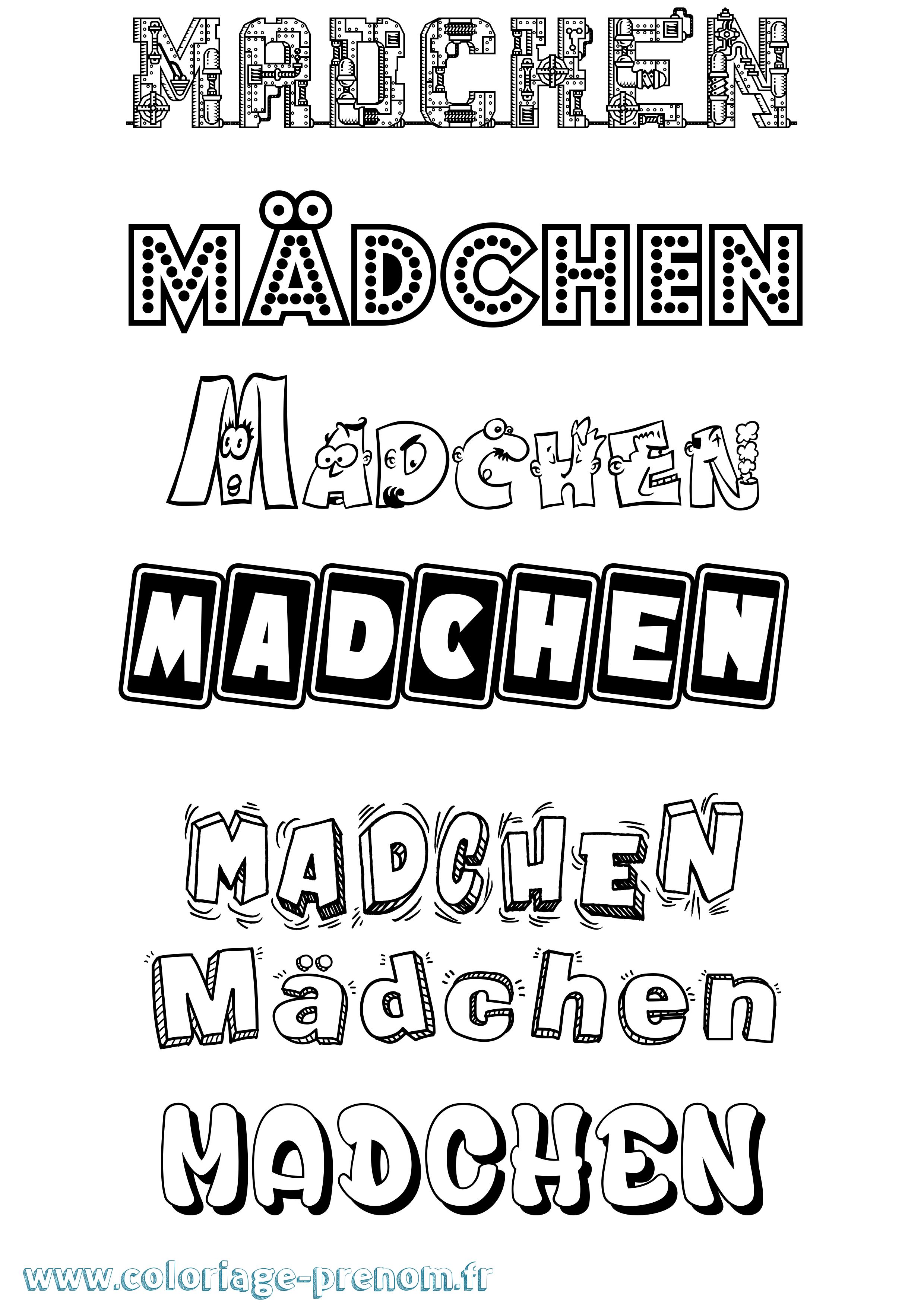Coloriage Mädchen Fun Coloriage prénom Mädchen Fun