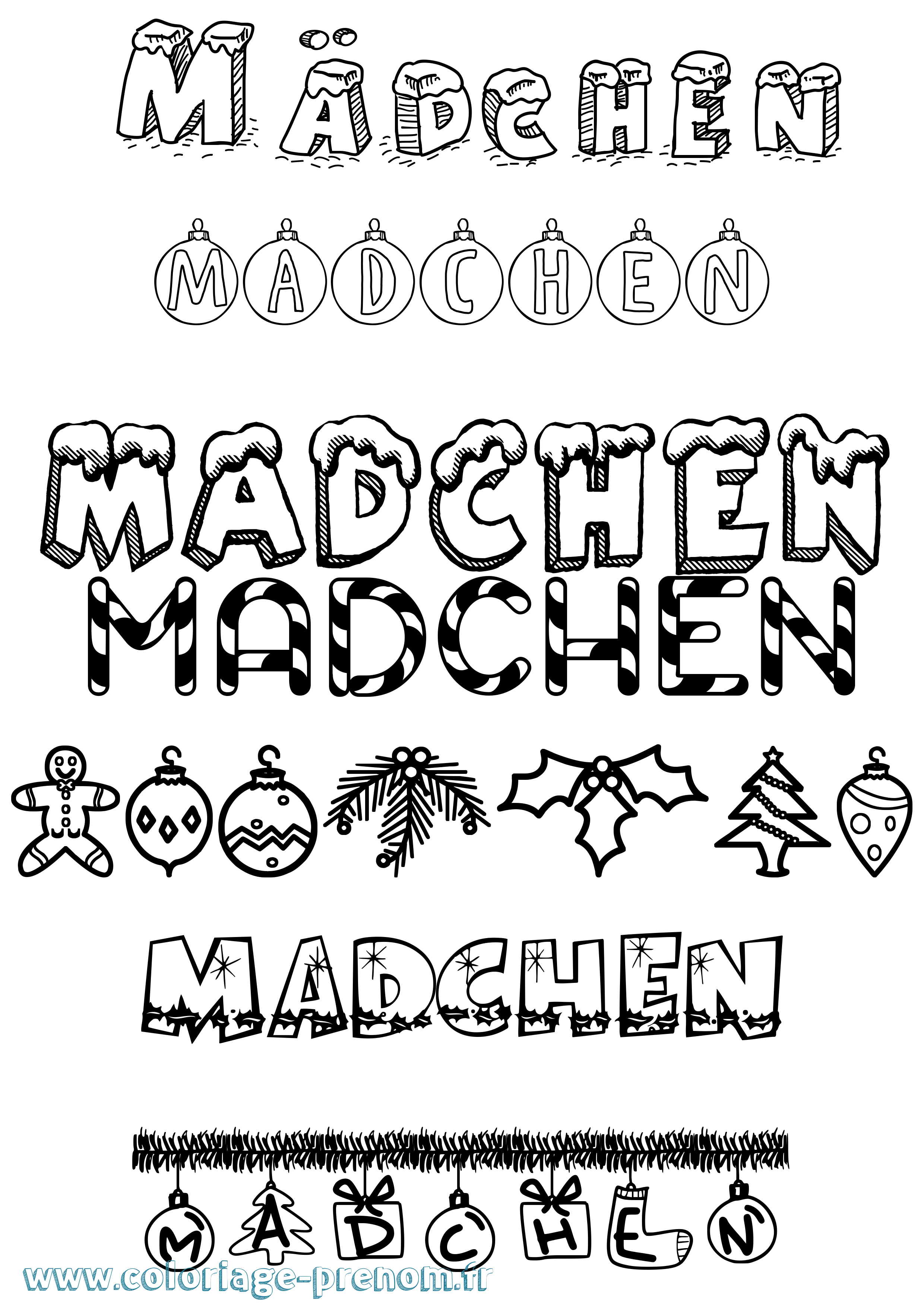 Coloriage Mädchen Noël Coloriage prénom Mädchen Noël