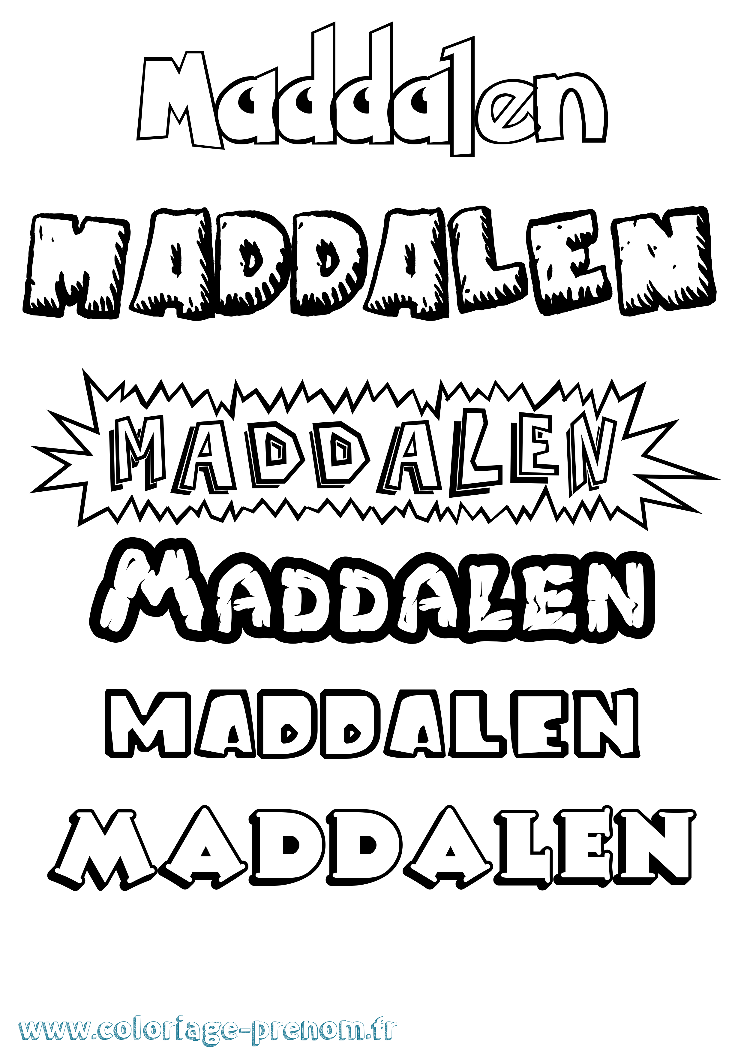 Coloriage prénom Maddalen Dessin Animé