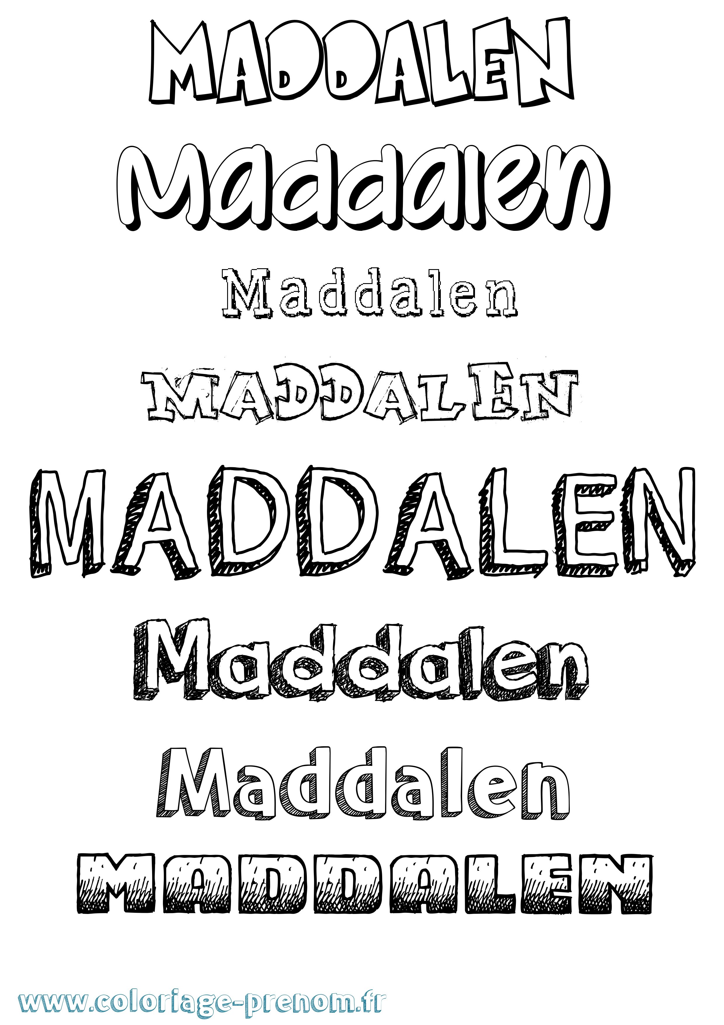 Coloriage prénom Maddalen Dessiné