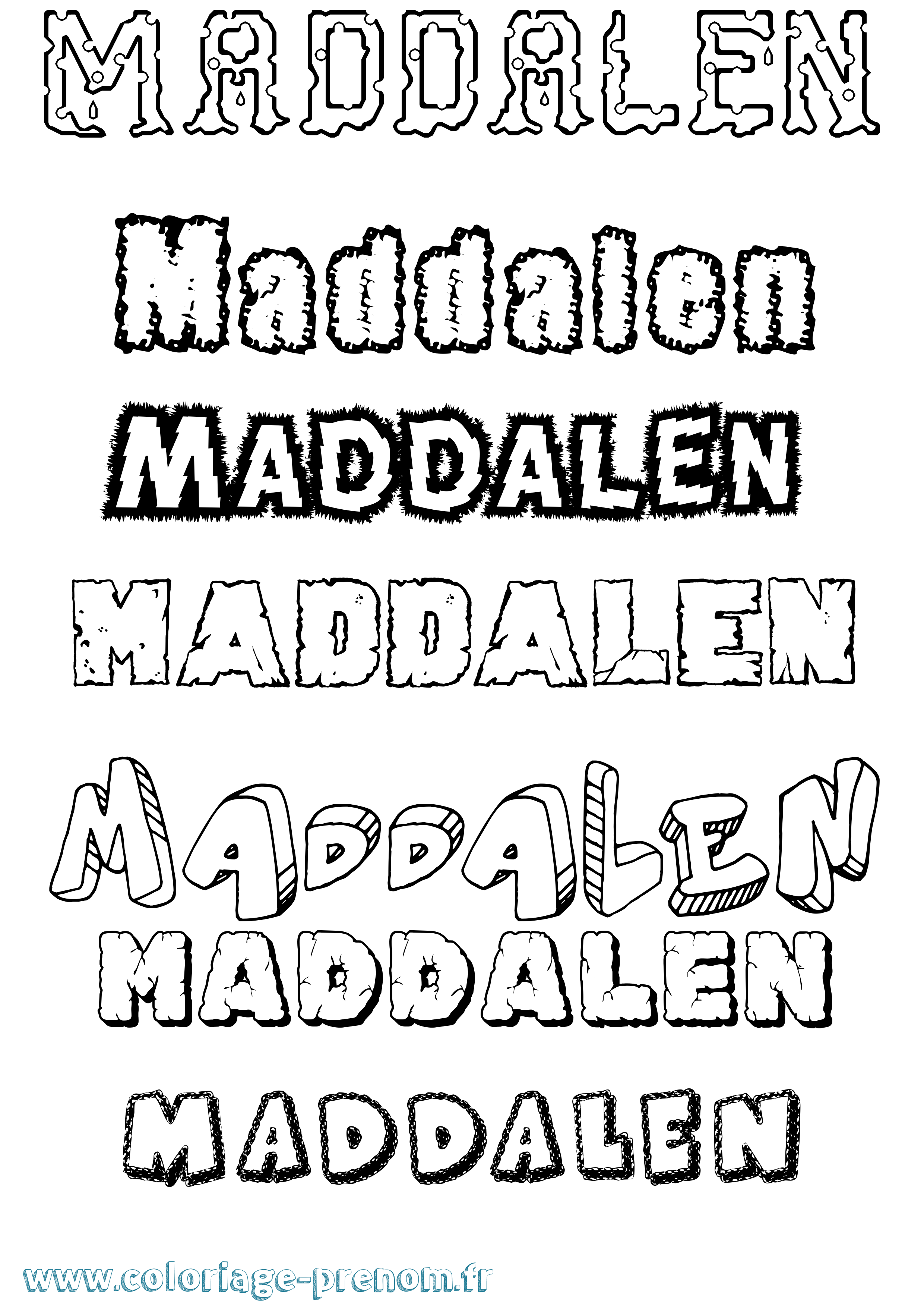 Coloriage prénom Maddalen Destructuré