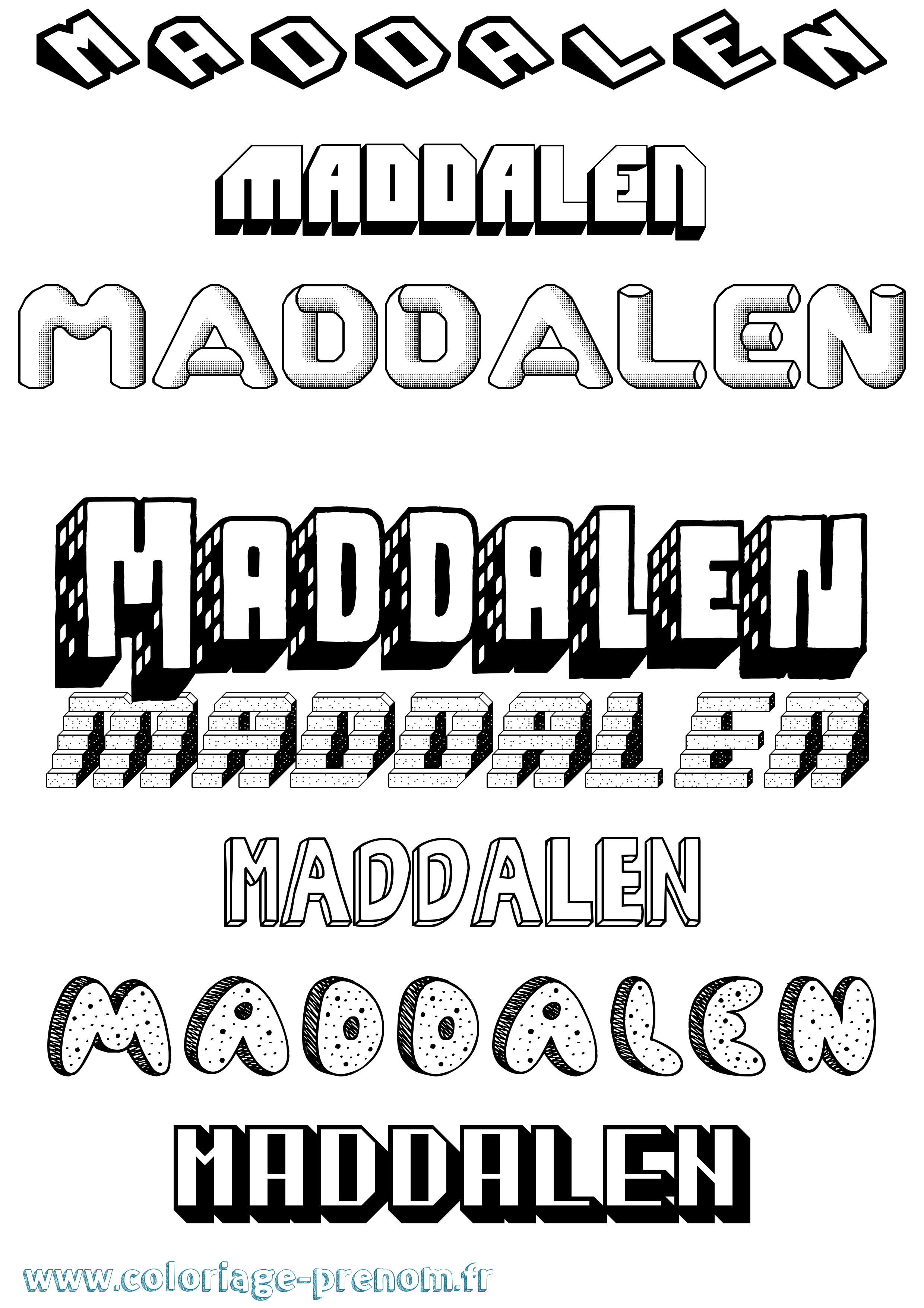 Coloriage prénom Maddalen Effet 3D