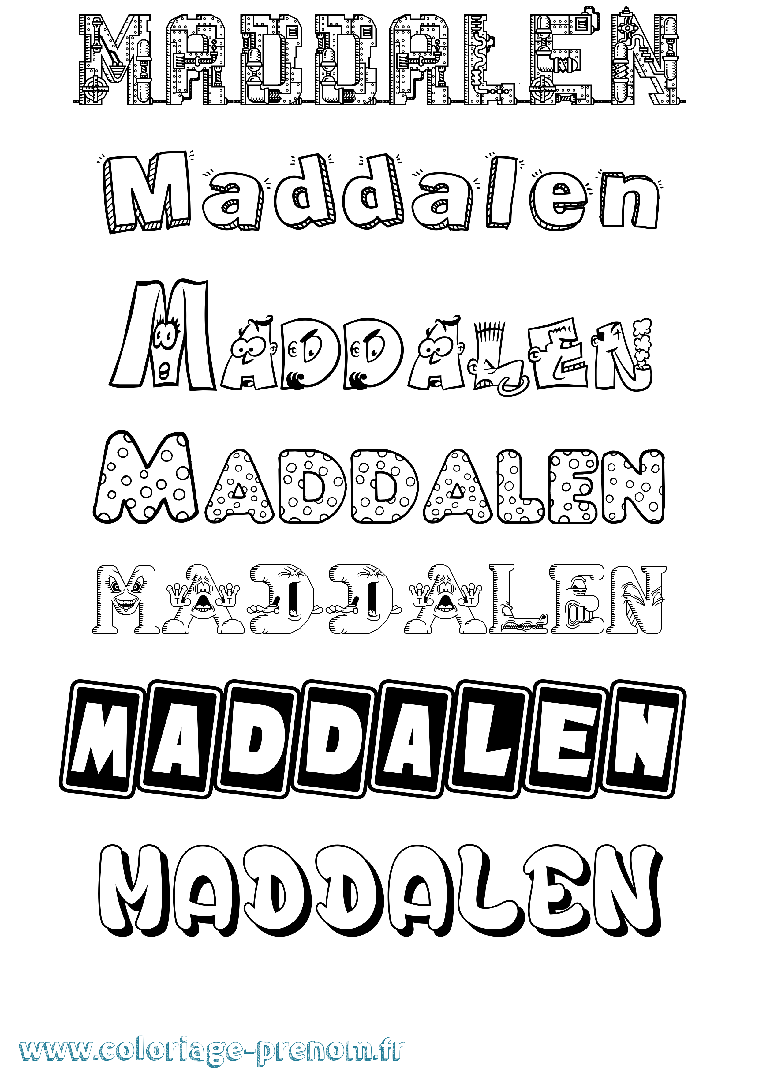 Coloriage prénom Maddalen Fun