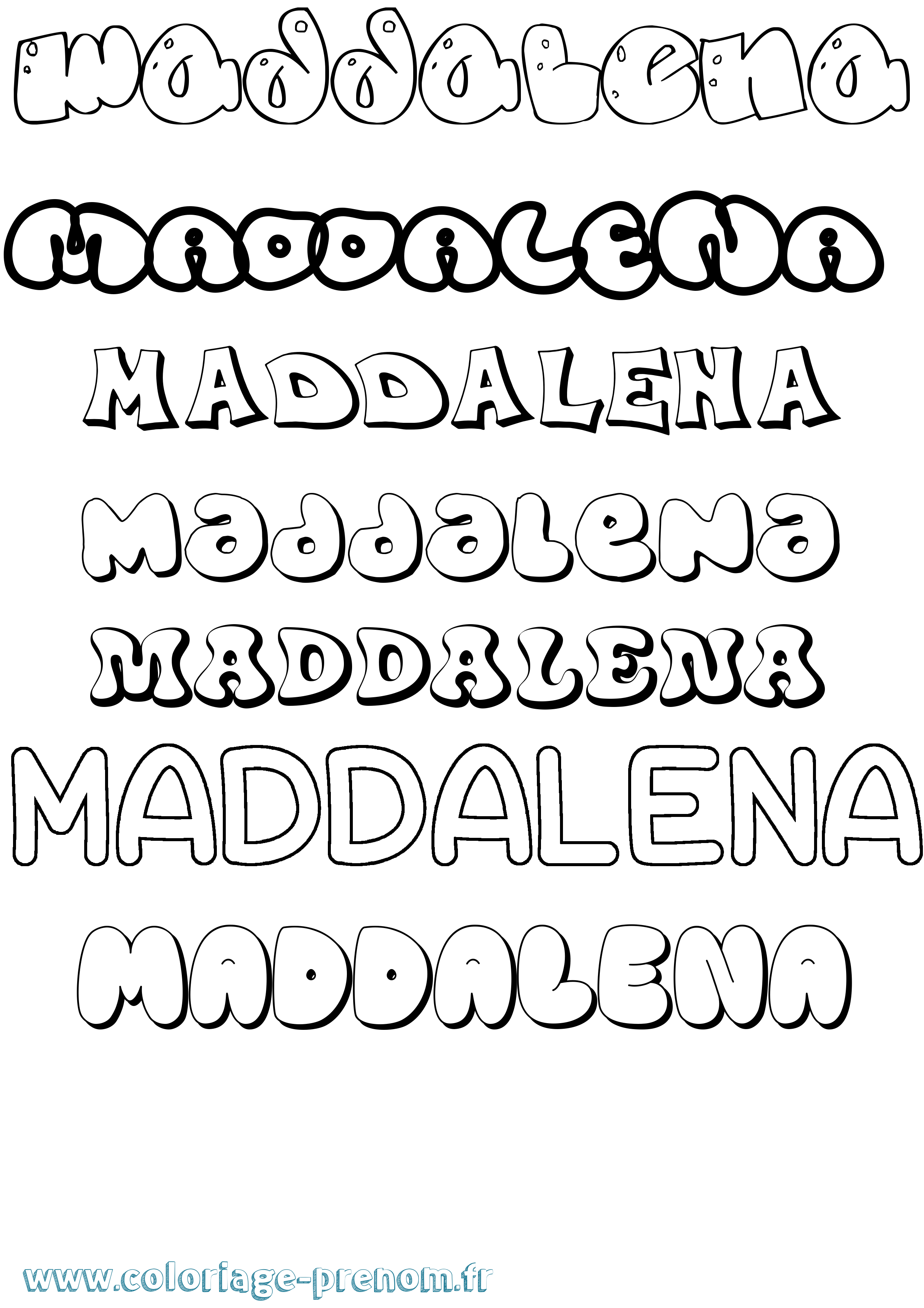Coloriage Maddalena Bubble Coloriage prénom Maddalena Bubble