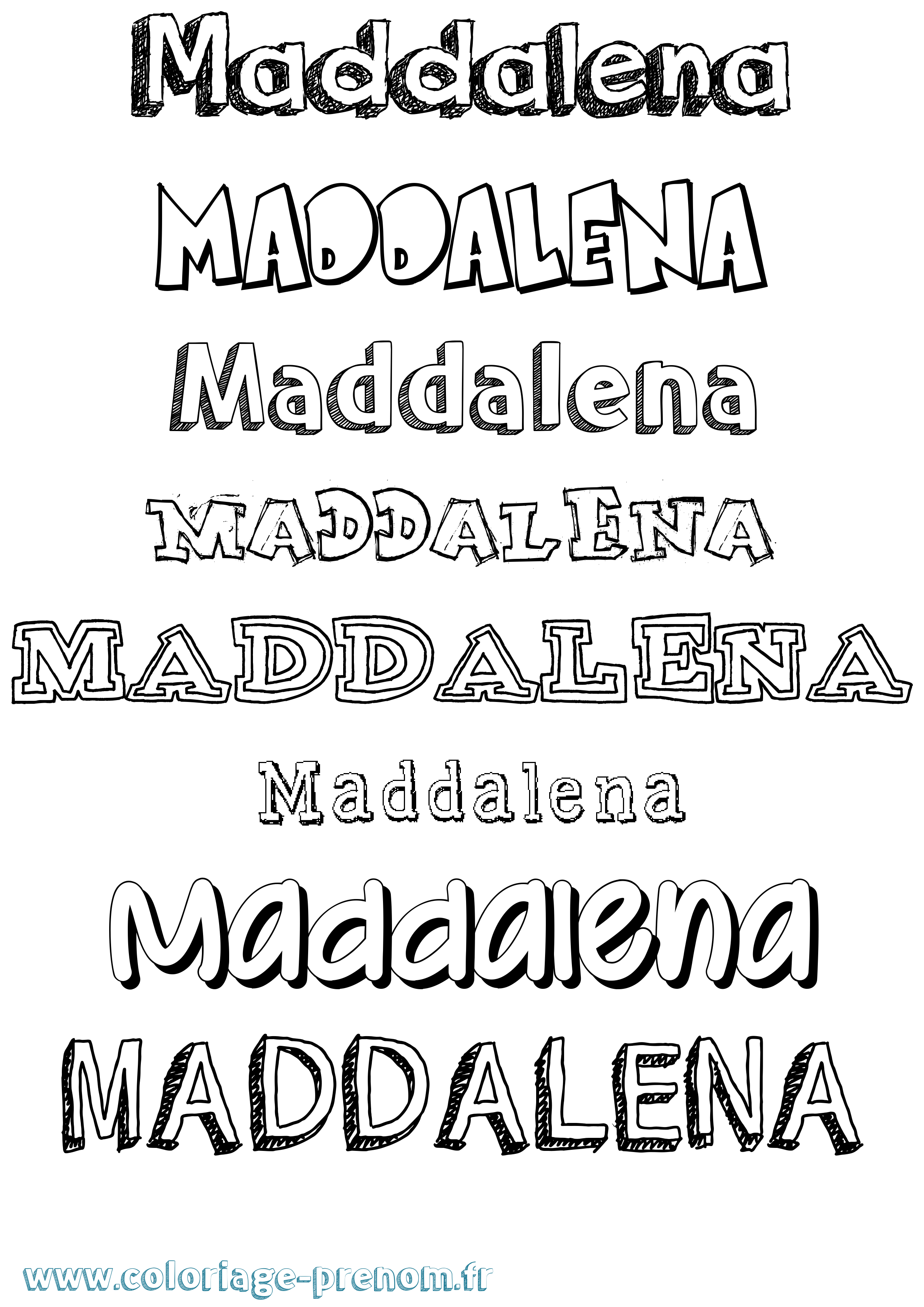 Coloriage Maddalena Dessiné Coloriage prénom Maddalena Dessiné