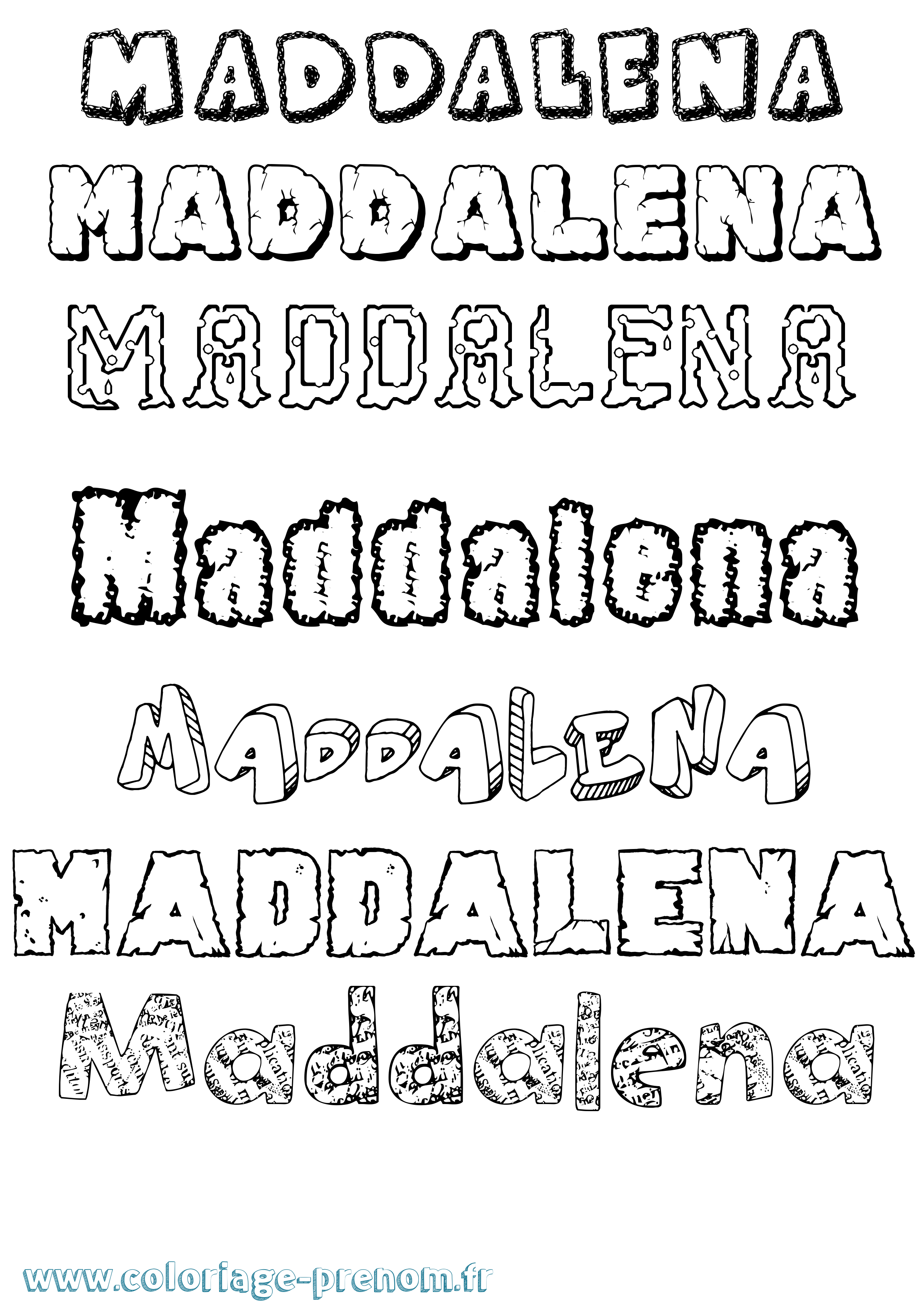 Coloriage Maddalena Destructuré Coloriage prénom Maddalena Destructuré
