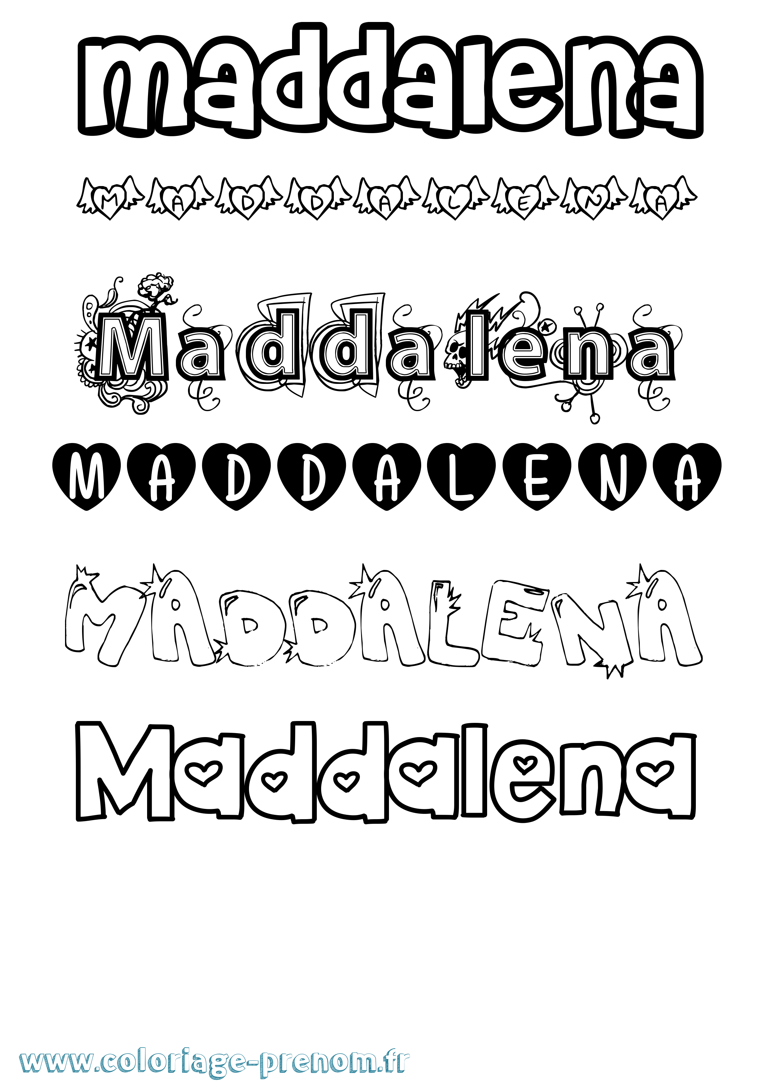 Coloriage Maddalena Girly Coloriage prénom Maddalena Girly