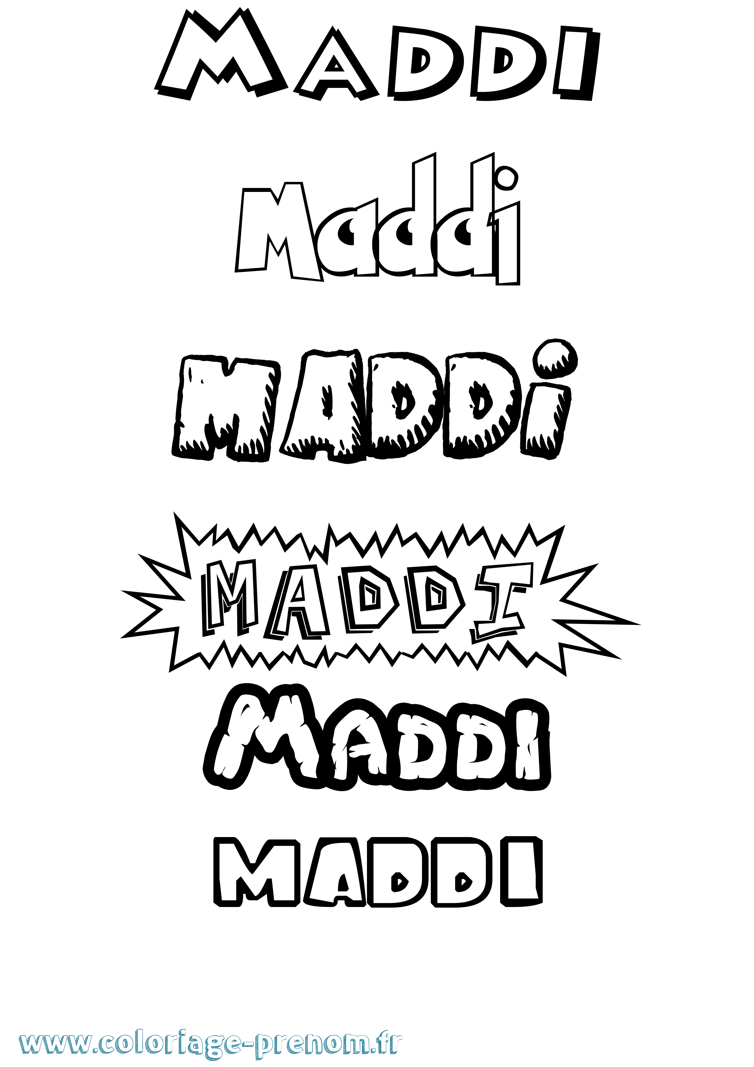 Coloriage prénom Maddi Dessin Animé