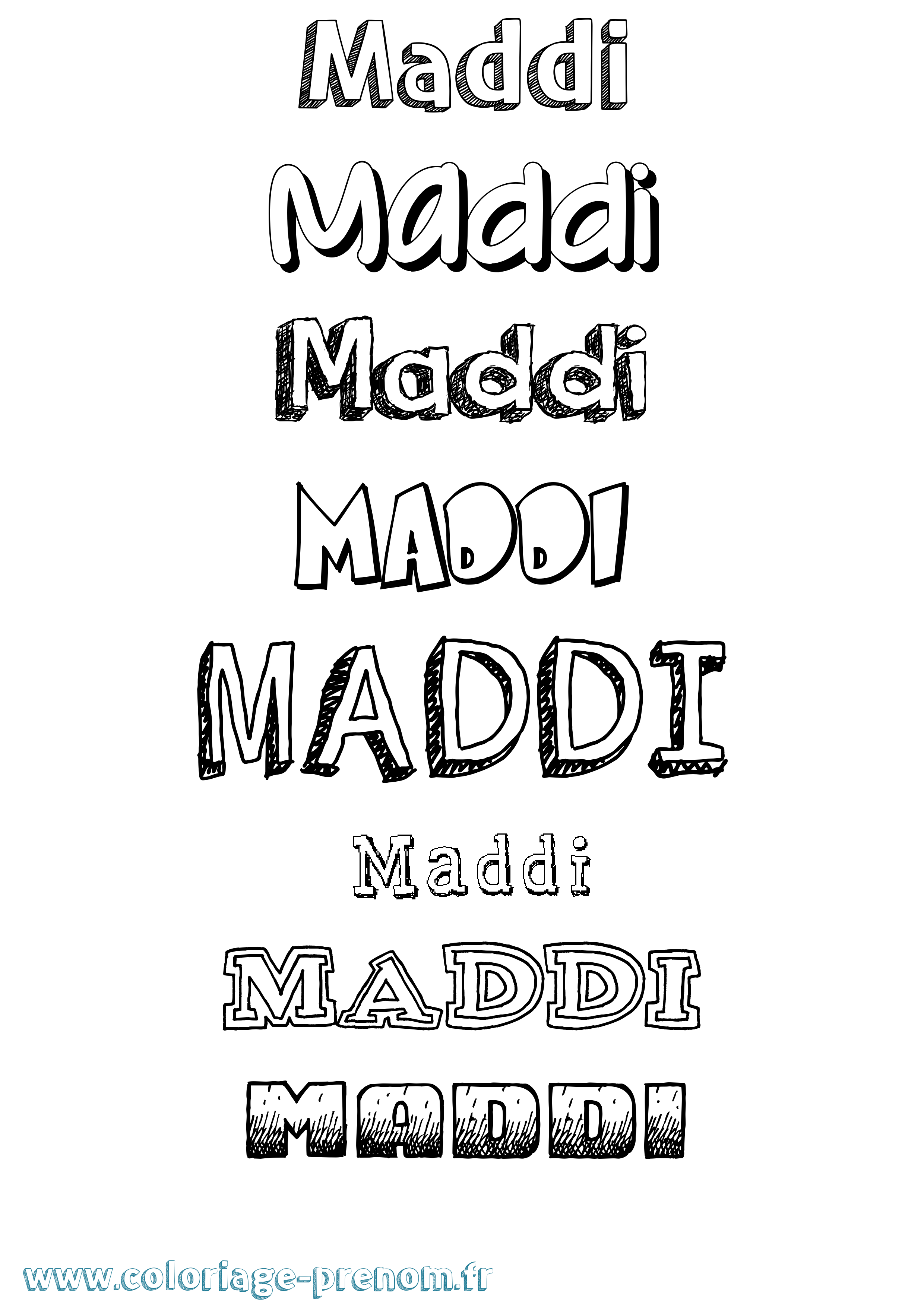 Coloriage prénom Maddi Dessiné