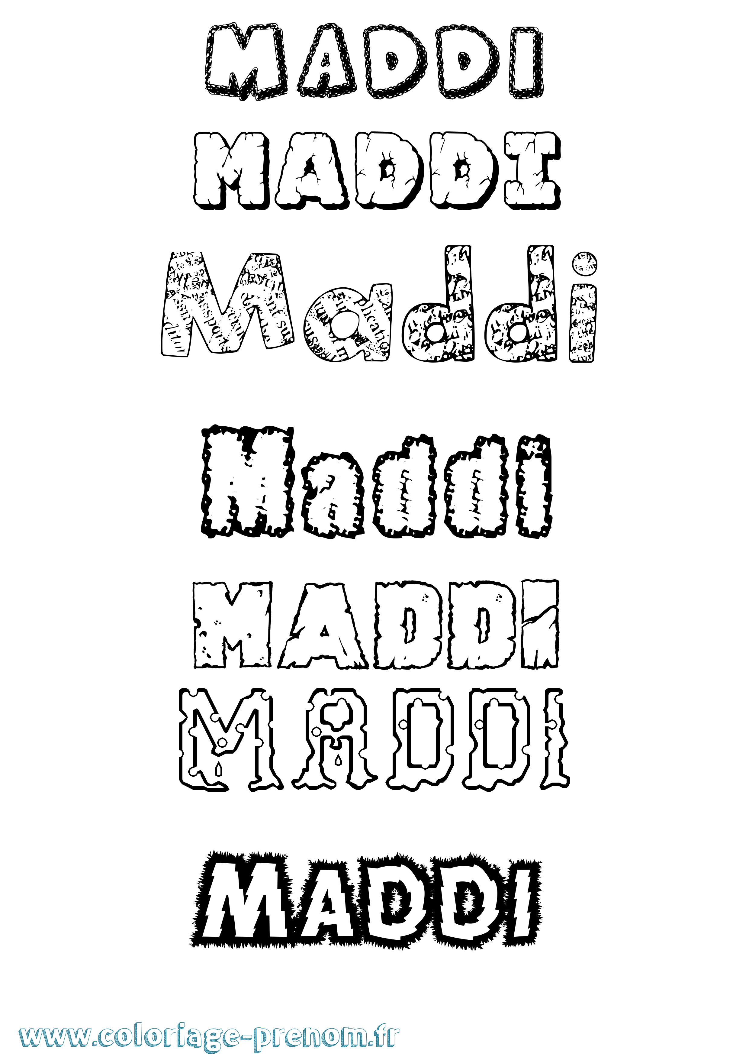 Coloriage prénom Maddi Destructuré