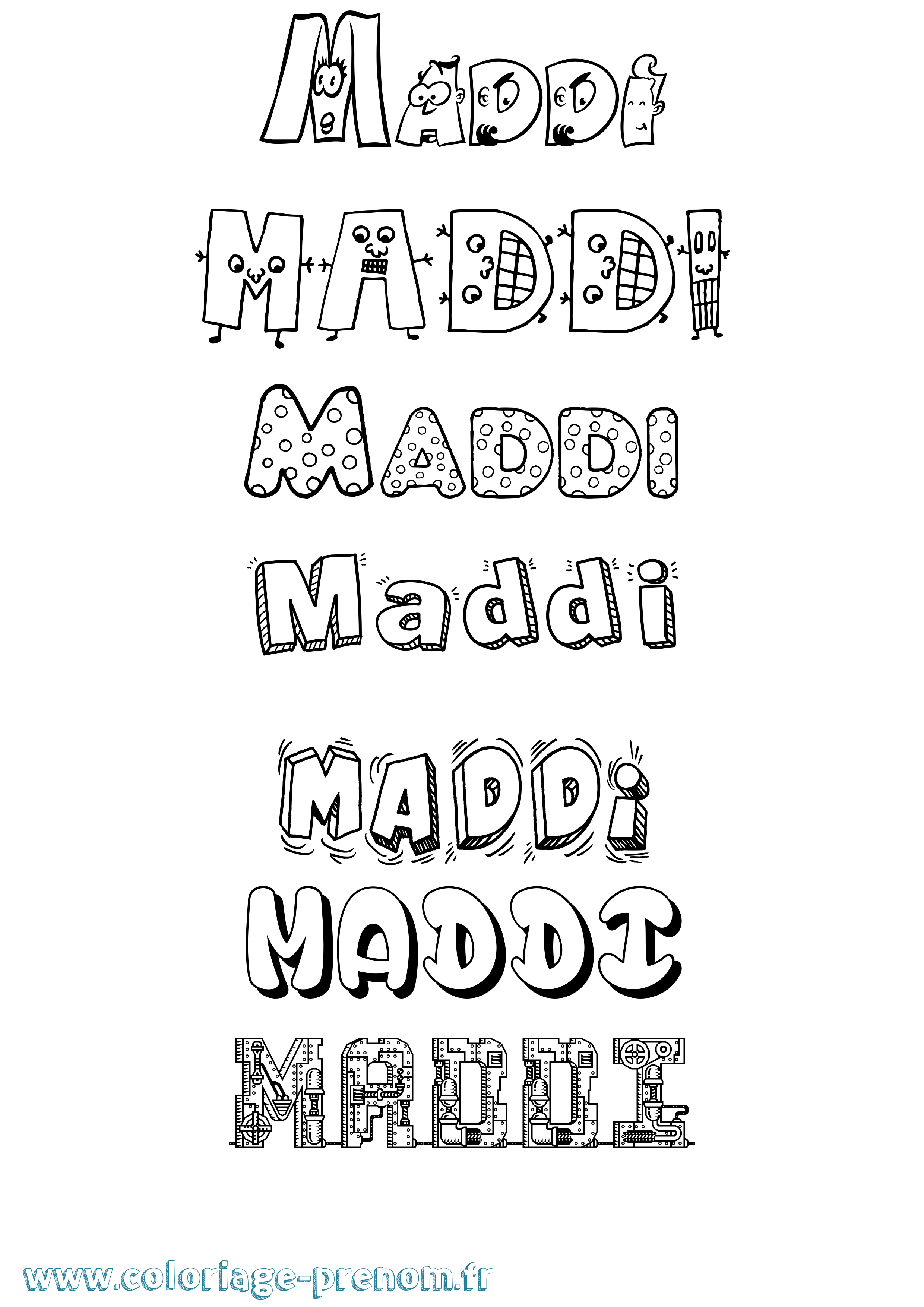 Coloriage prénom Maddi Fun