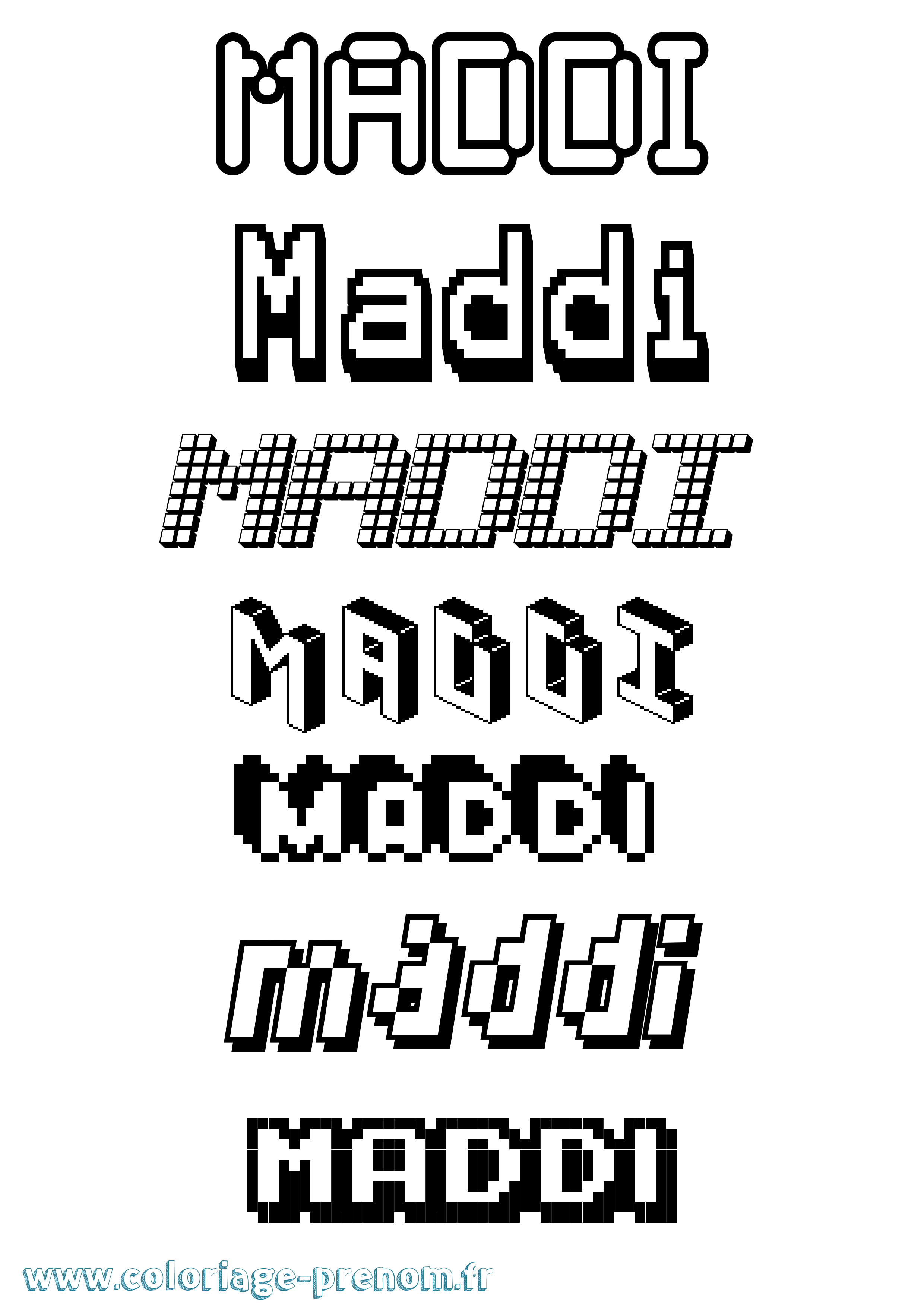 Coloriage prénom Maddi Pixel
